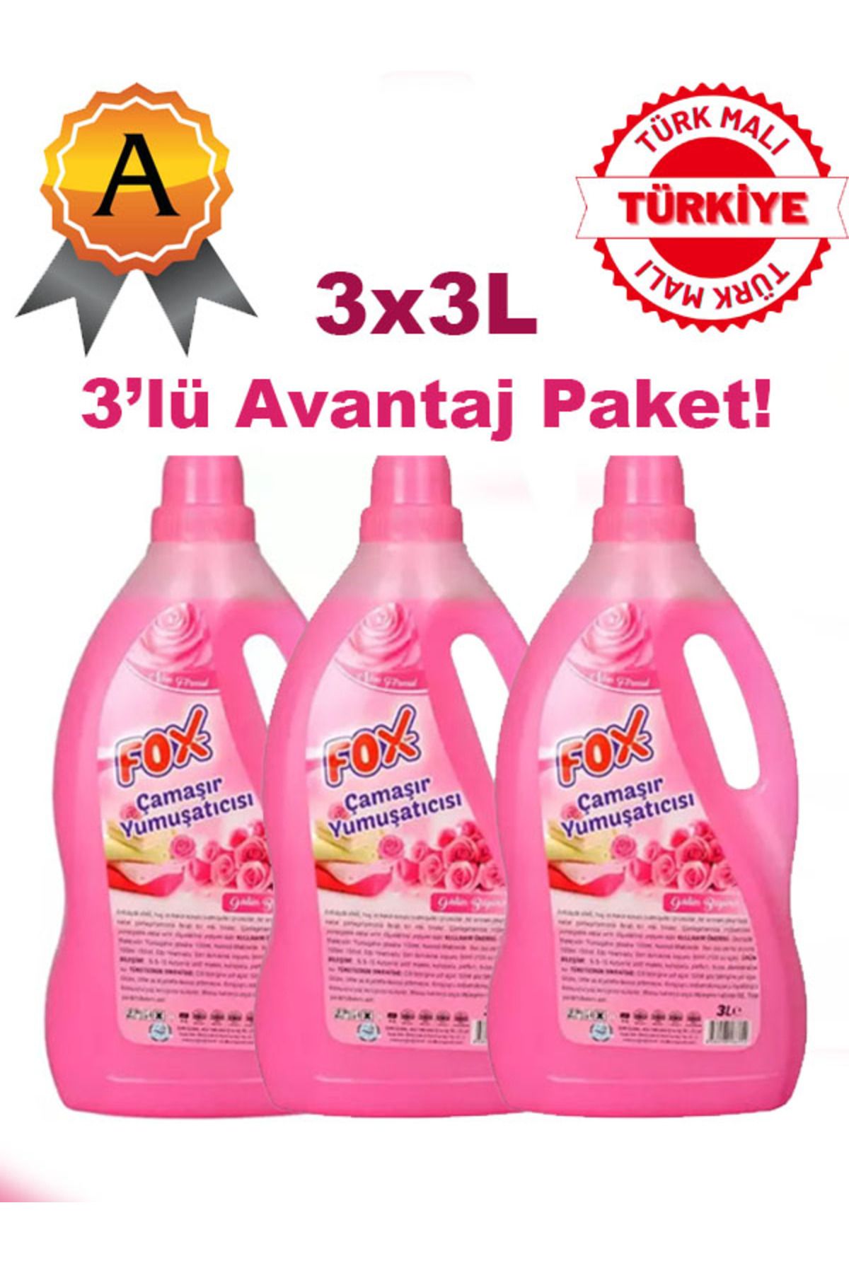 Fox Çamaşır Yumuşatıcı Fox Çamaşır yumuşatıcısı Gülün Büyüsü 3Lx3 Avantaj Paket