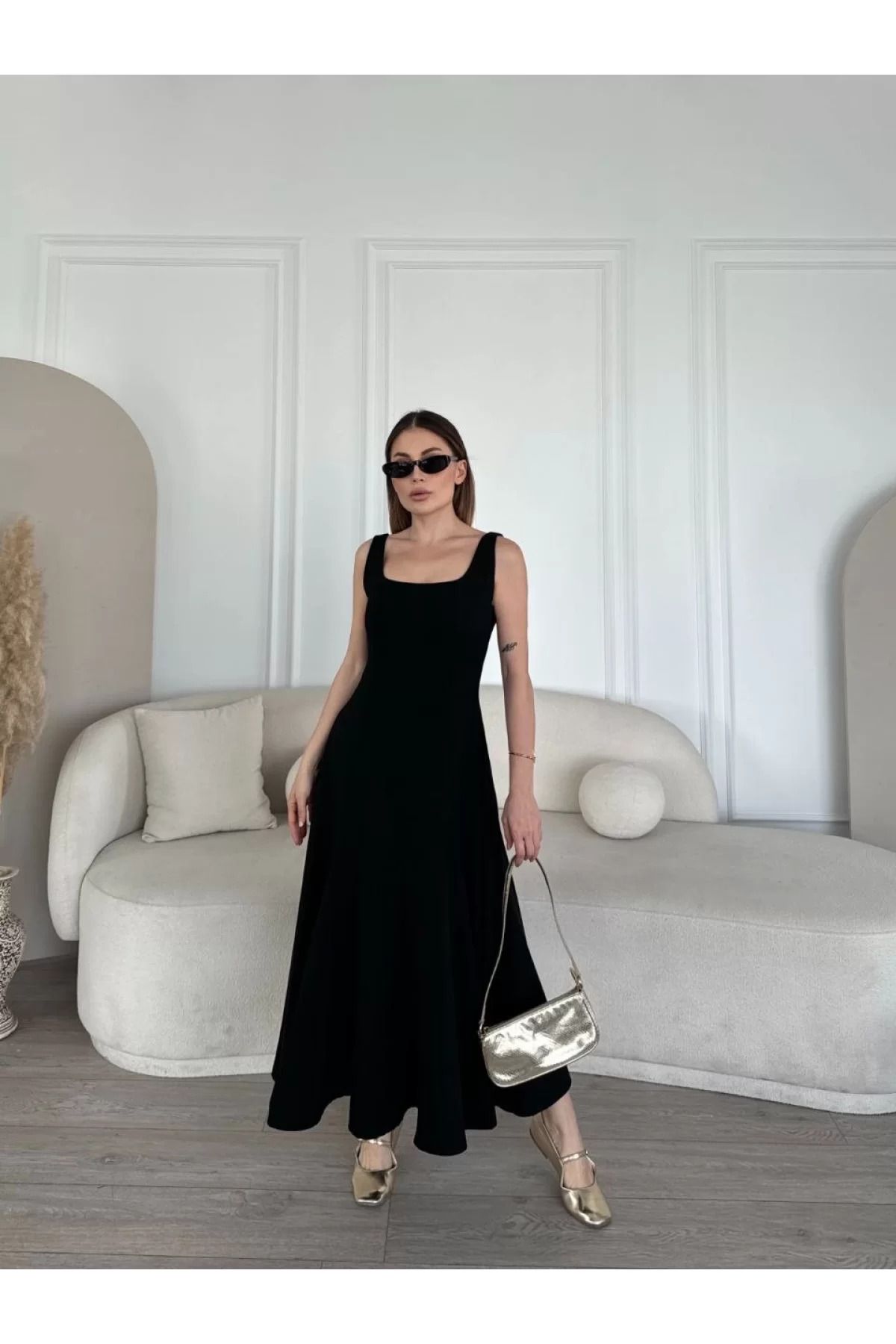 ruum fashions Sırt Dekolteli Kolsuz Uzun Elbise