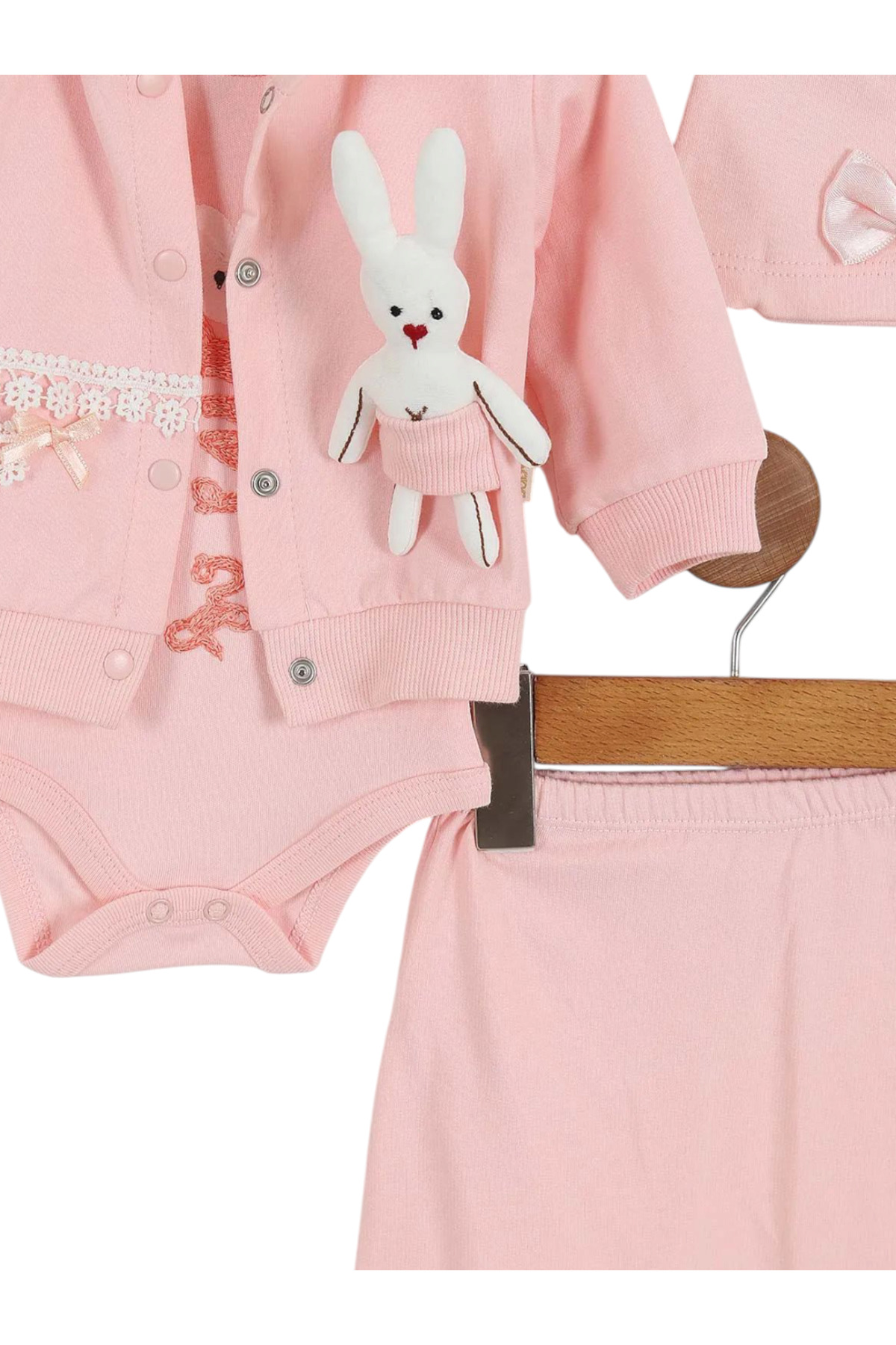 Babyim %100 Müşteri Memnuniyeti Organik Pamuklu 3'lü Kız Bebek Yenidoğan Hastane Çıkışı fotoğrafı 2 (önizleme)