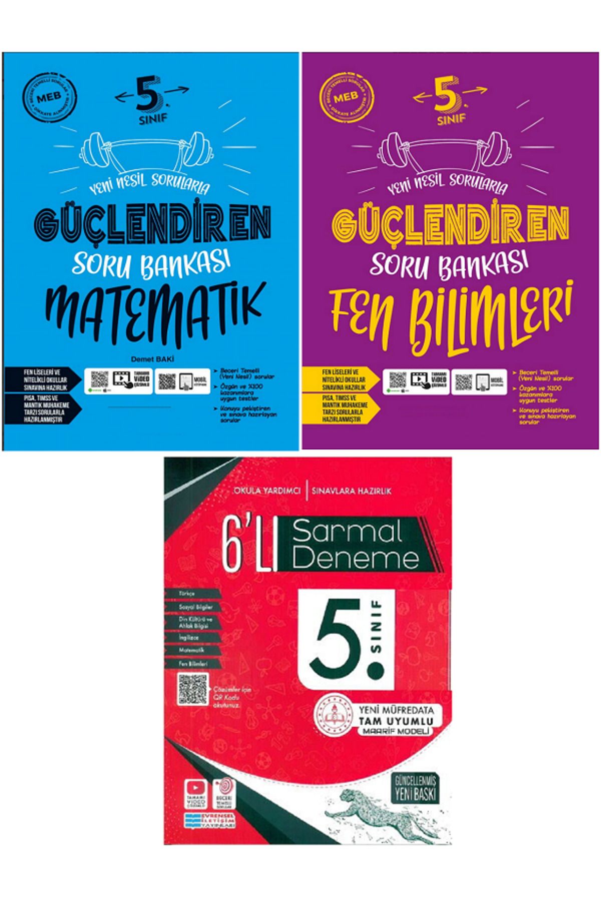 Evrensel İletişim Yayınları 5.Sınıf Ankara Güçlendiren Matematik + Fen Bilimleri Soru Bankası + Evrensel 6'Lı Deneme / 3 KİTAP