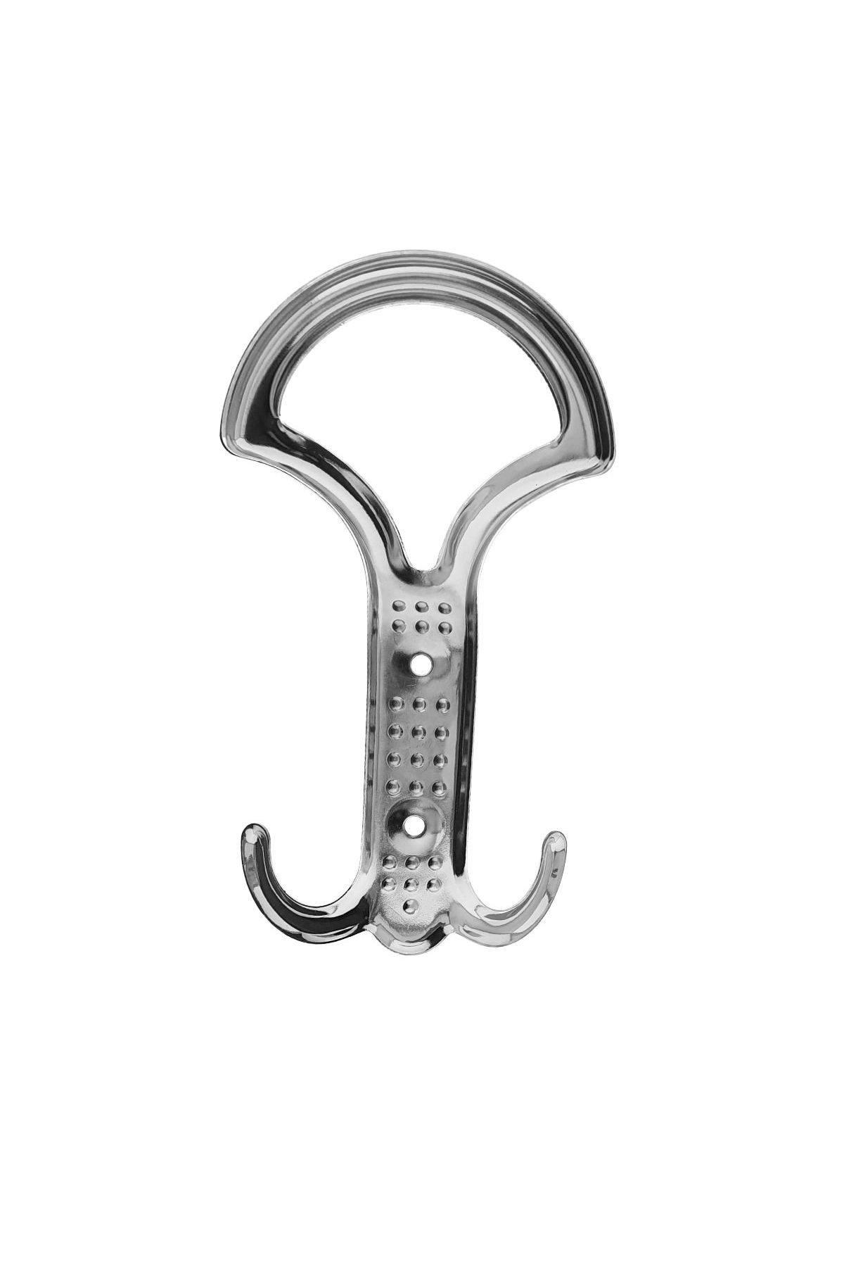 OEM-Metal hanger for furniture or wall, 3 hooks, MOB-65957, 2 mounting holes, 160 x 90 x 30 mm, chrome 6