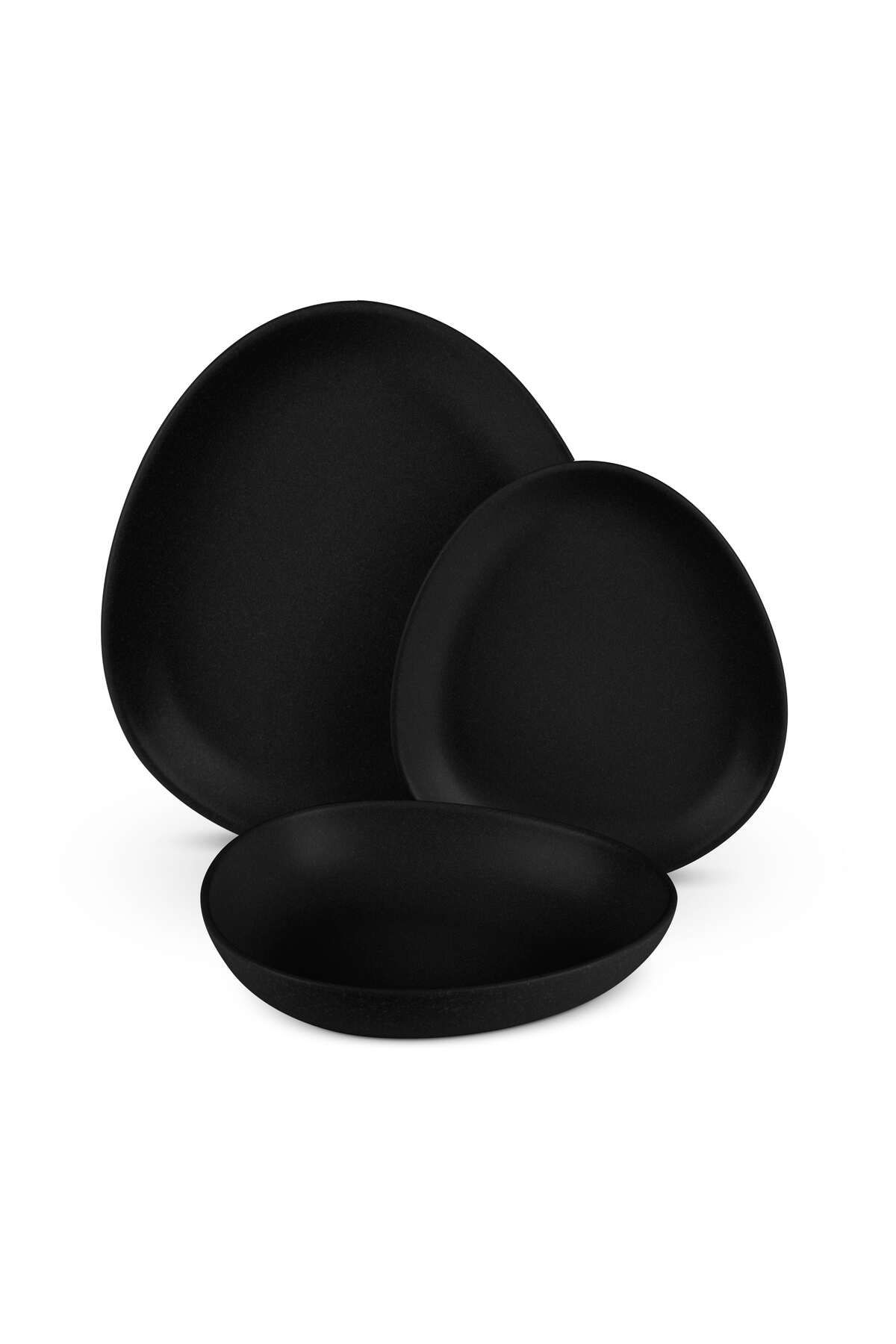 Berlinger Haus Sada 18 talířů Sada kamenného nádobí Matte Black Collection Vhodné do myčky a mikrovlnné trouby