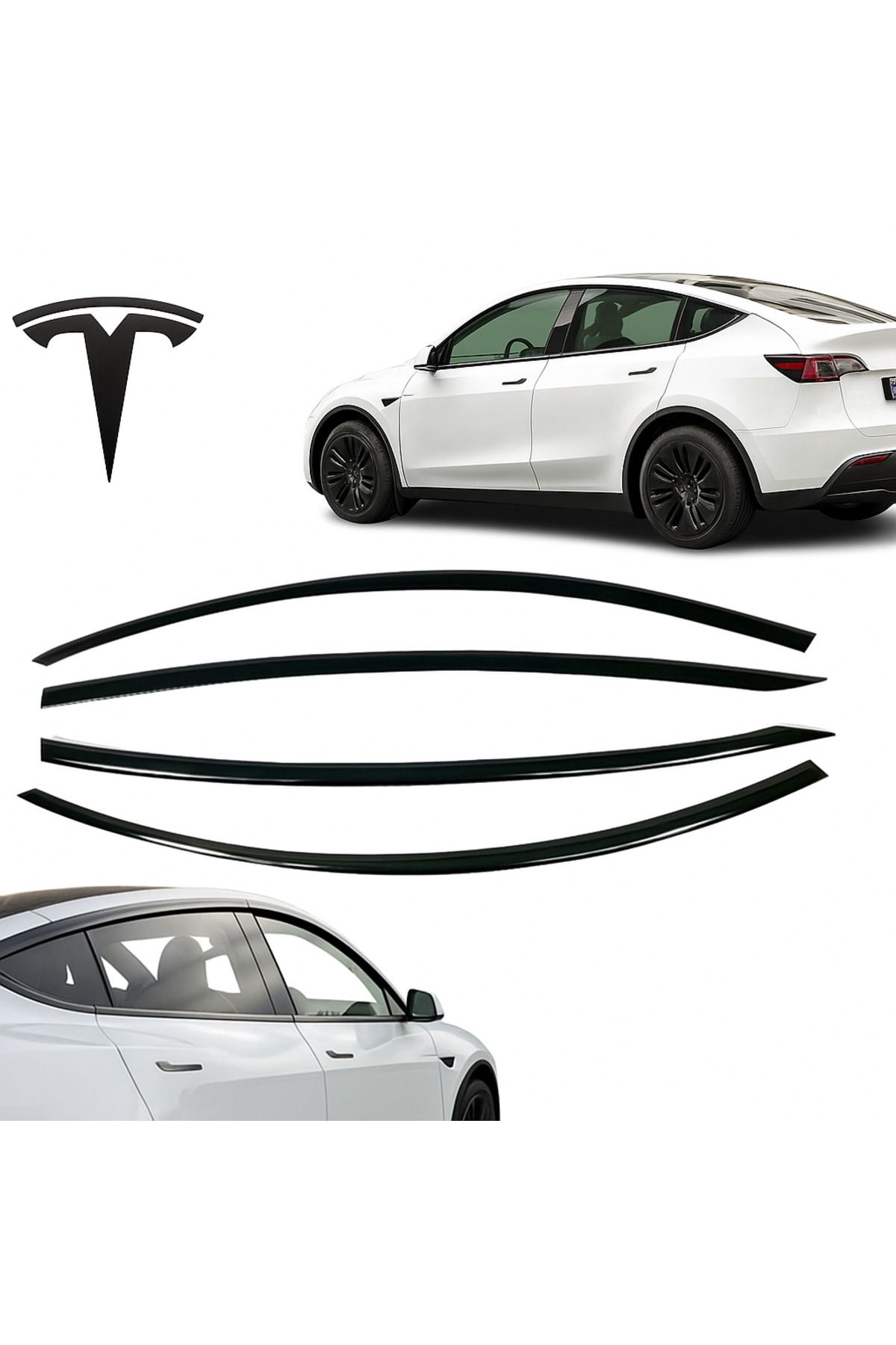 Oto Aksesuarcım Tesla Model Y 2019-2023 Uyumlu Ithal Cam Rüzgarlığı 4'lü