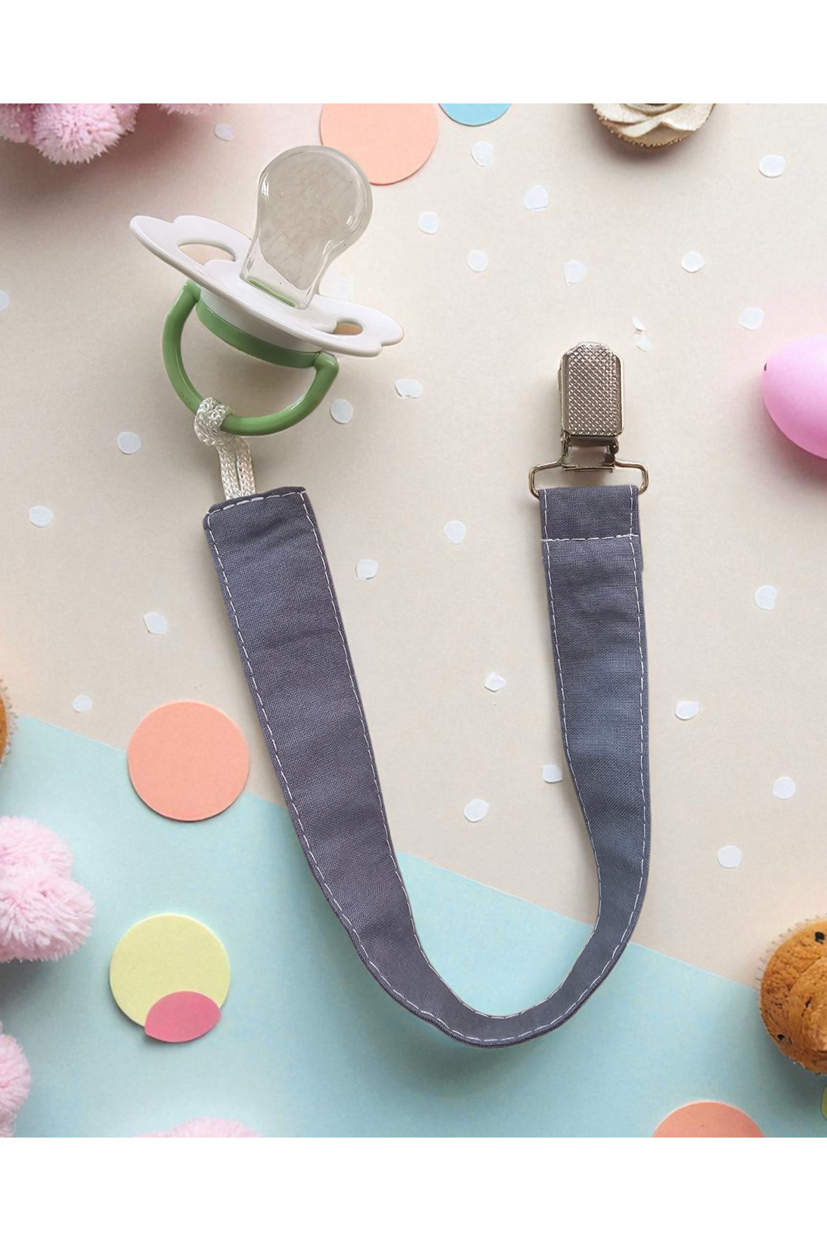 BeybiNest Emzik Askısı 3 Adet %100 Organik Pamuklu Kumaş Emzik Tutucu fotoğrafı 3 (önizleme)