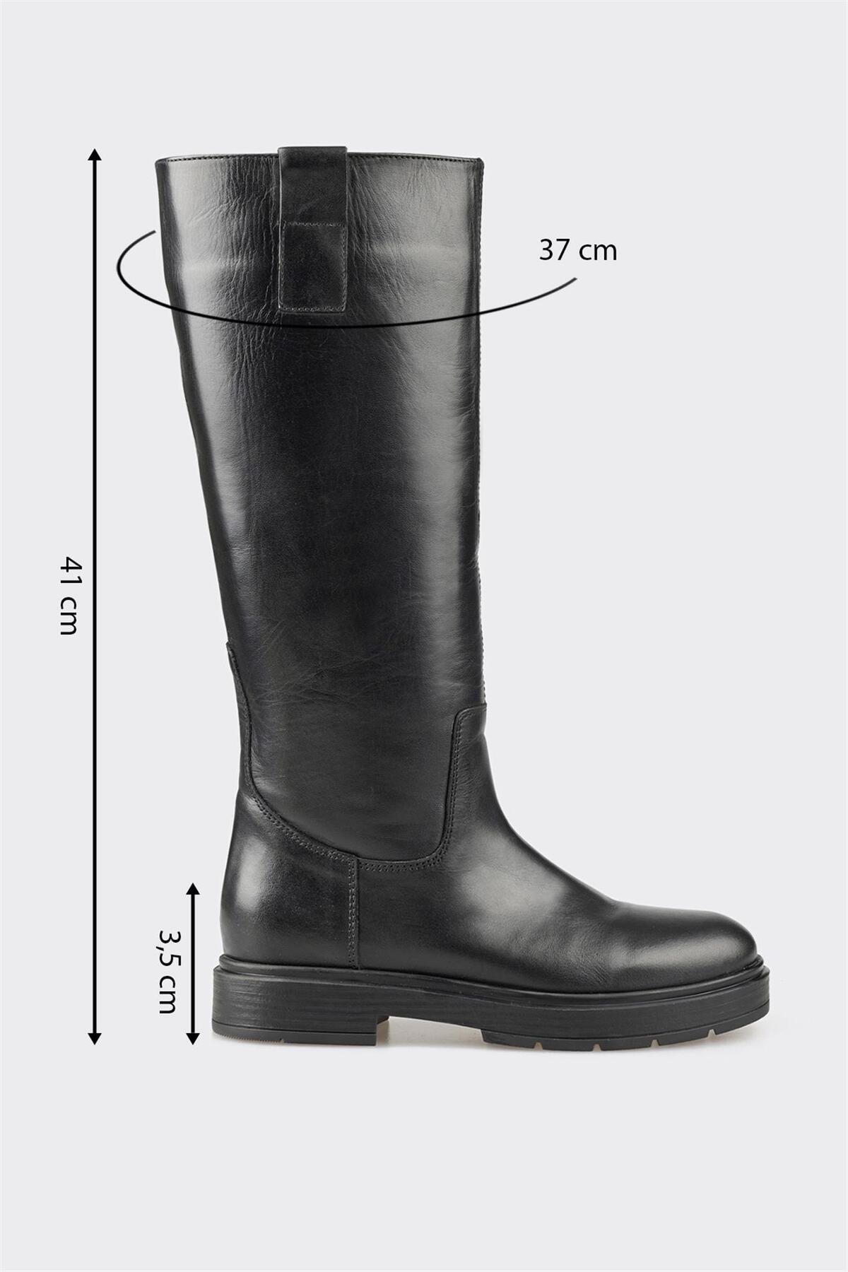 Elle  Siyah Deri Kadın Çizme - Görsel 5