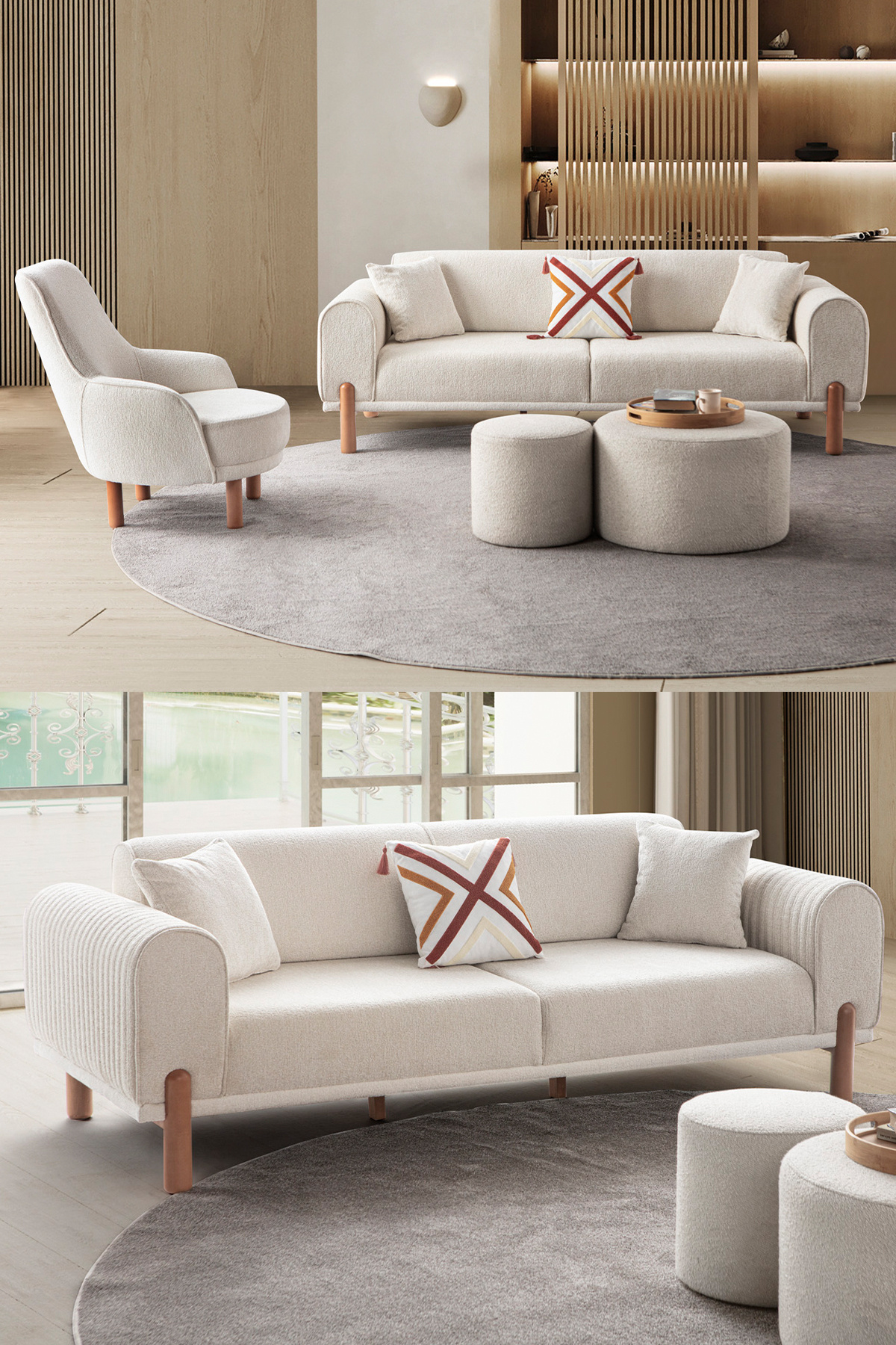 EDSY HOME Armoni 3+1 Koltuk Takımı Krem