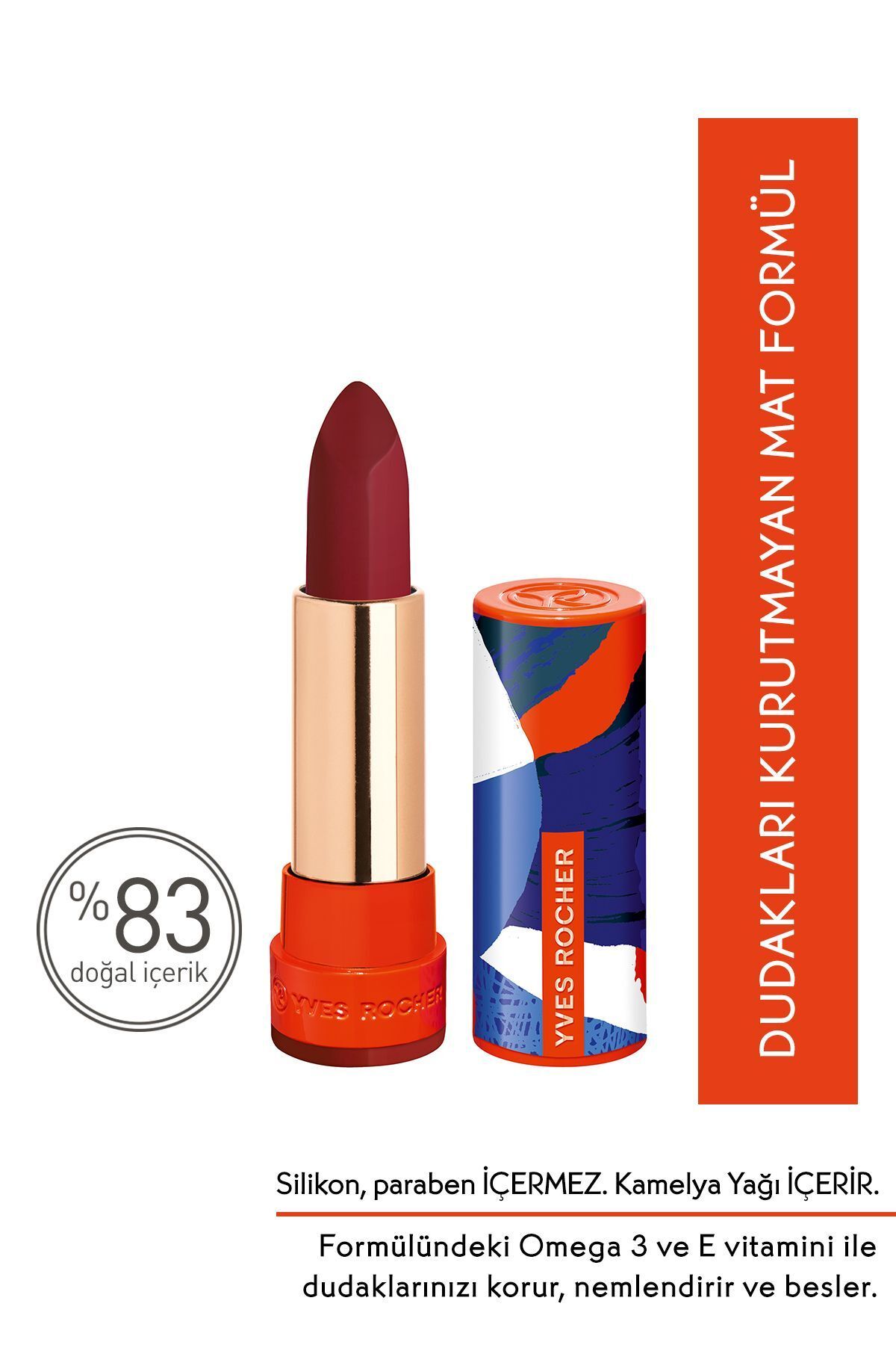 Yves Rocher رژ لب مات 8 ساعته رنگدانه غنی شماره 07 رنگ قرمز