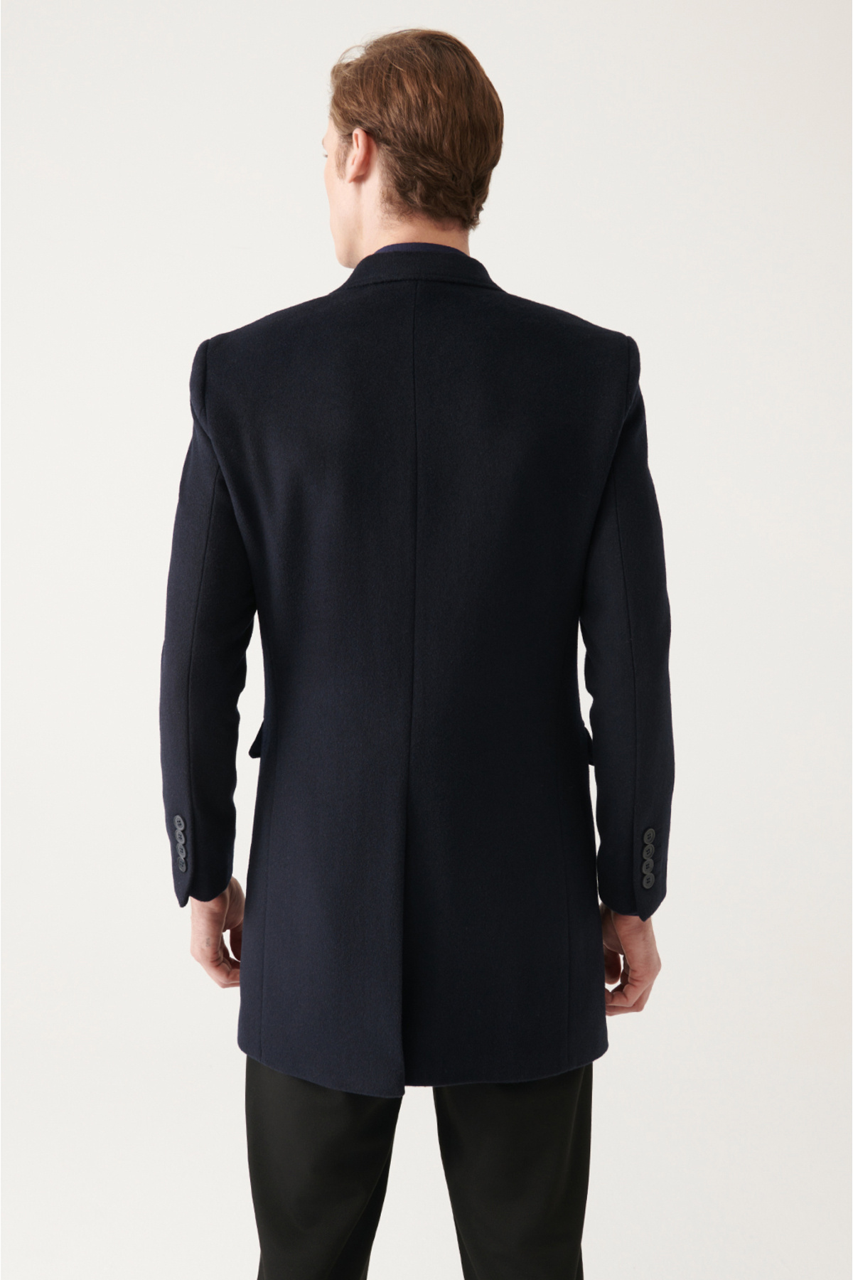 Avva-Marineblauer, geschlitzter Wollmantel für Herren A22y6100 3