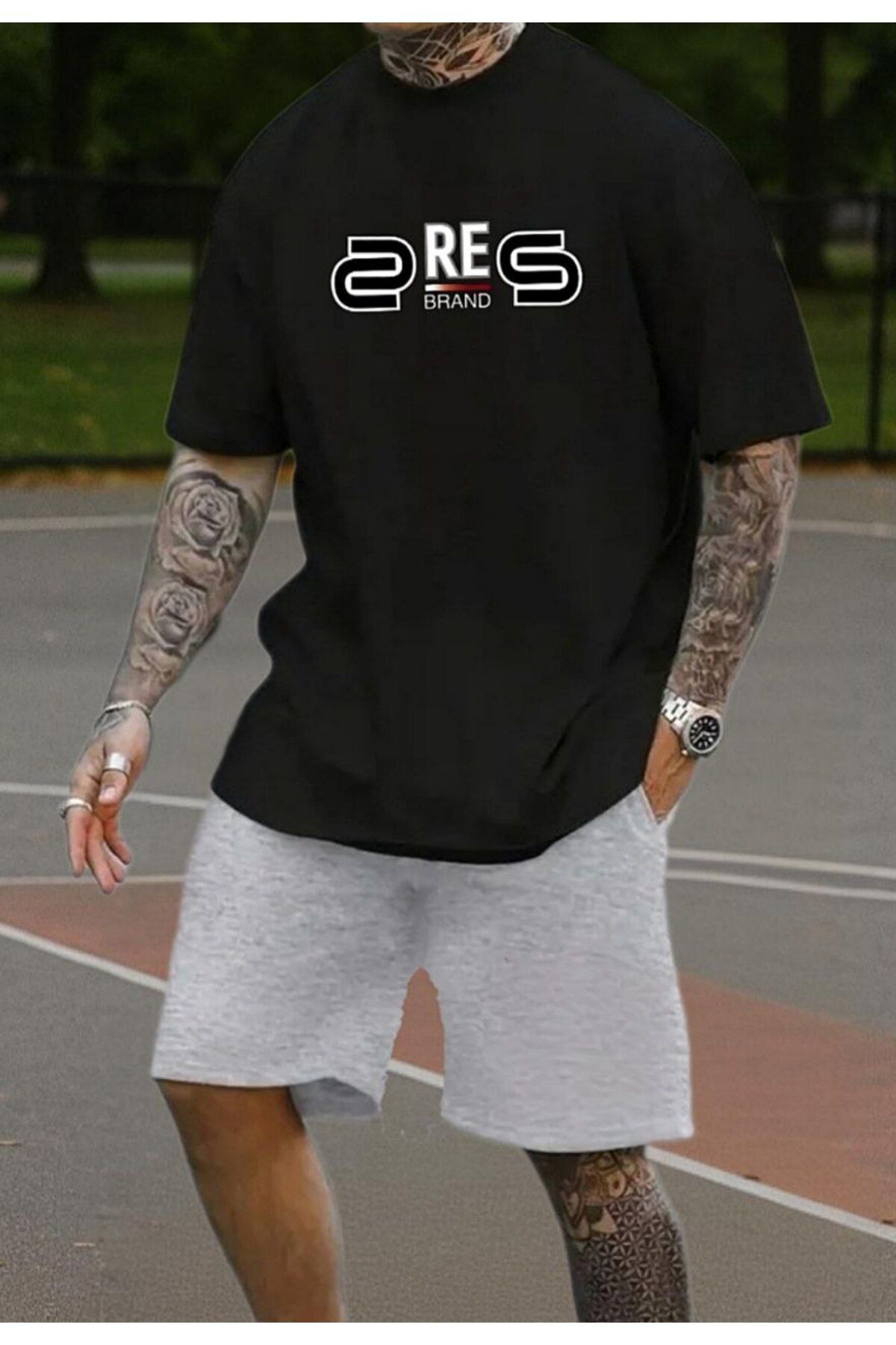 REBRAND Oversize T-shirt Takımı - Baskılı Alt Üst şort Takımı