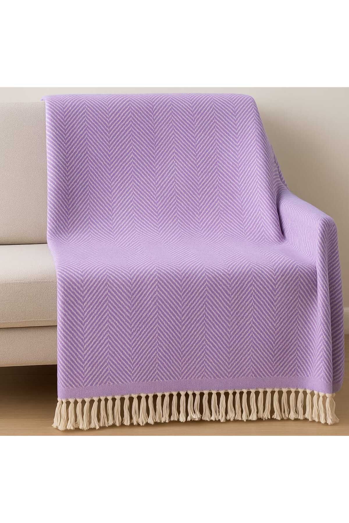 Loova Koltuk örtüsü %100 pamuklu zigzag desen 3 lü koltuğa uygun 180*215 ebat sarı lila buldan dokuması
