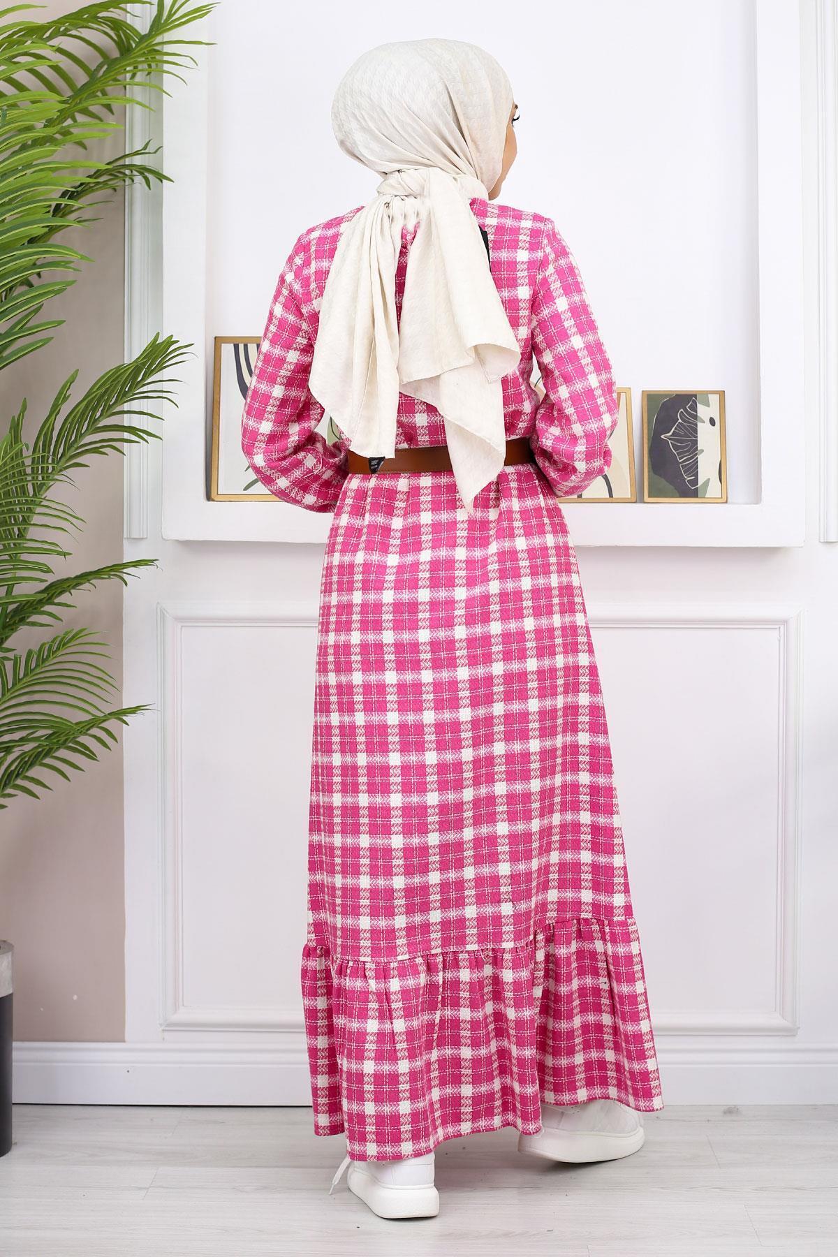 Modamihram-Rüschen-Hijab-Kleid Rosa 19165 5