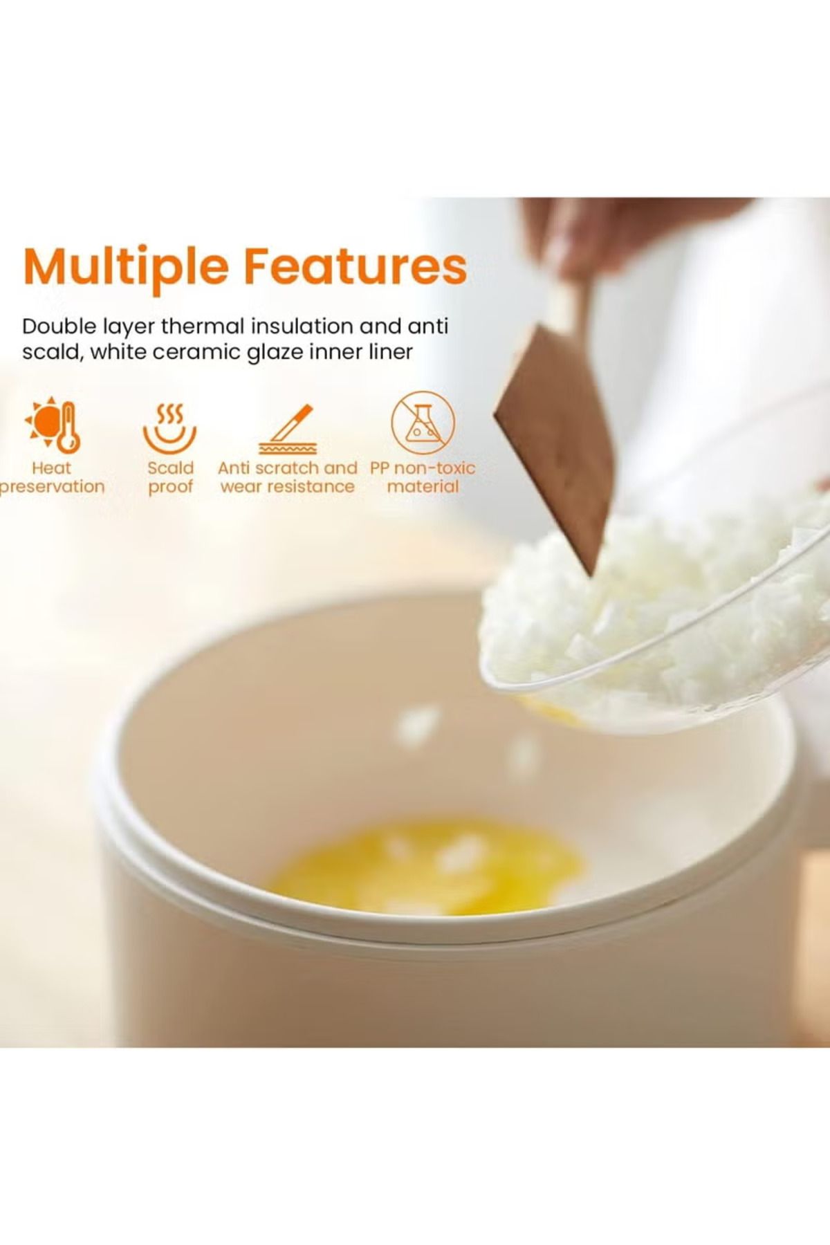 Denx-Electric Heating Pot 2L with Steamer and Temperature Control, Non-Stick Cooker, Electric Frying Pan, 5