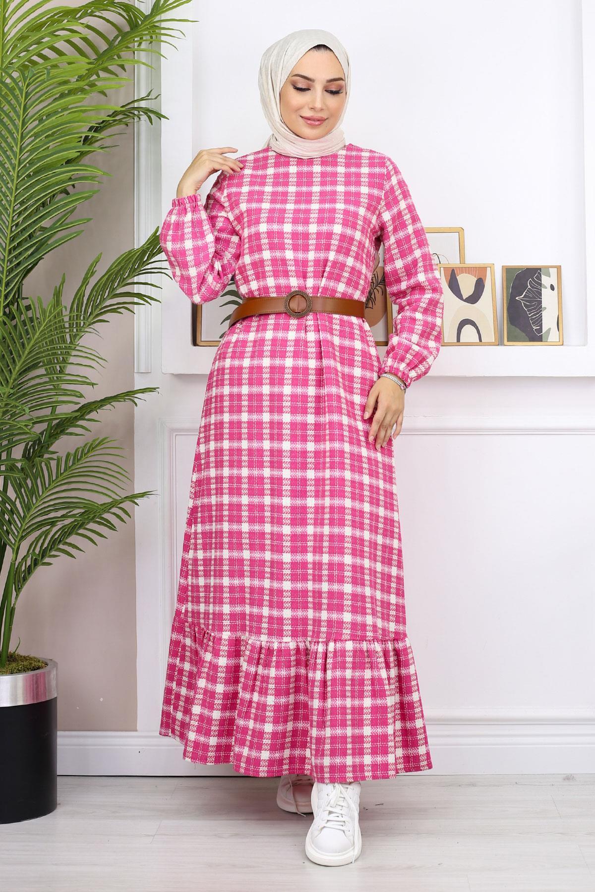 Modamihram-Rüschen-Hijab-Kleid Rosa 19165 4