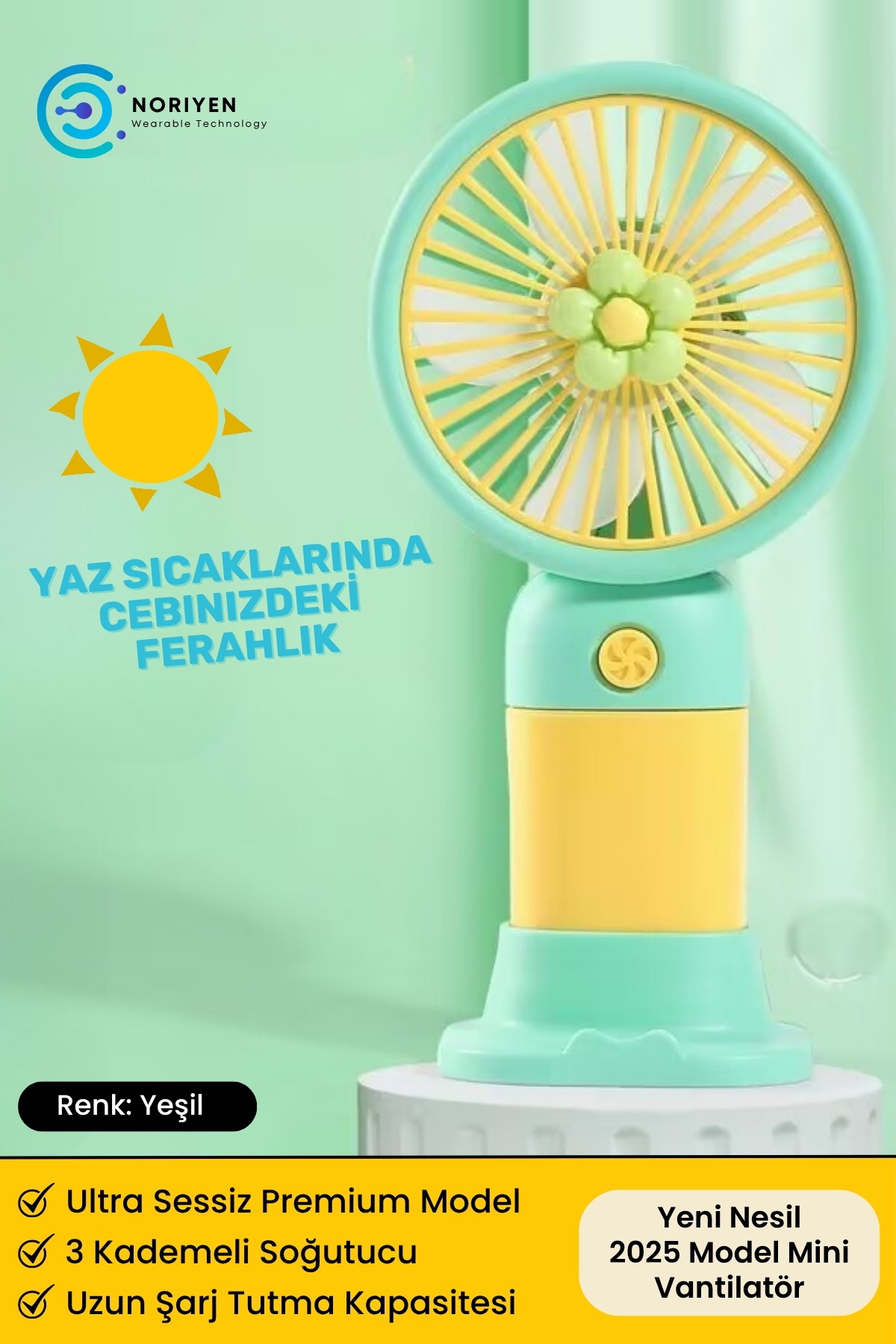 Yeni Nesil Telefon Stantlı Masaüstü ve El İçin Şarjlı Soğutucu Taşınabilir Mini El Fanı Vantilatör