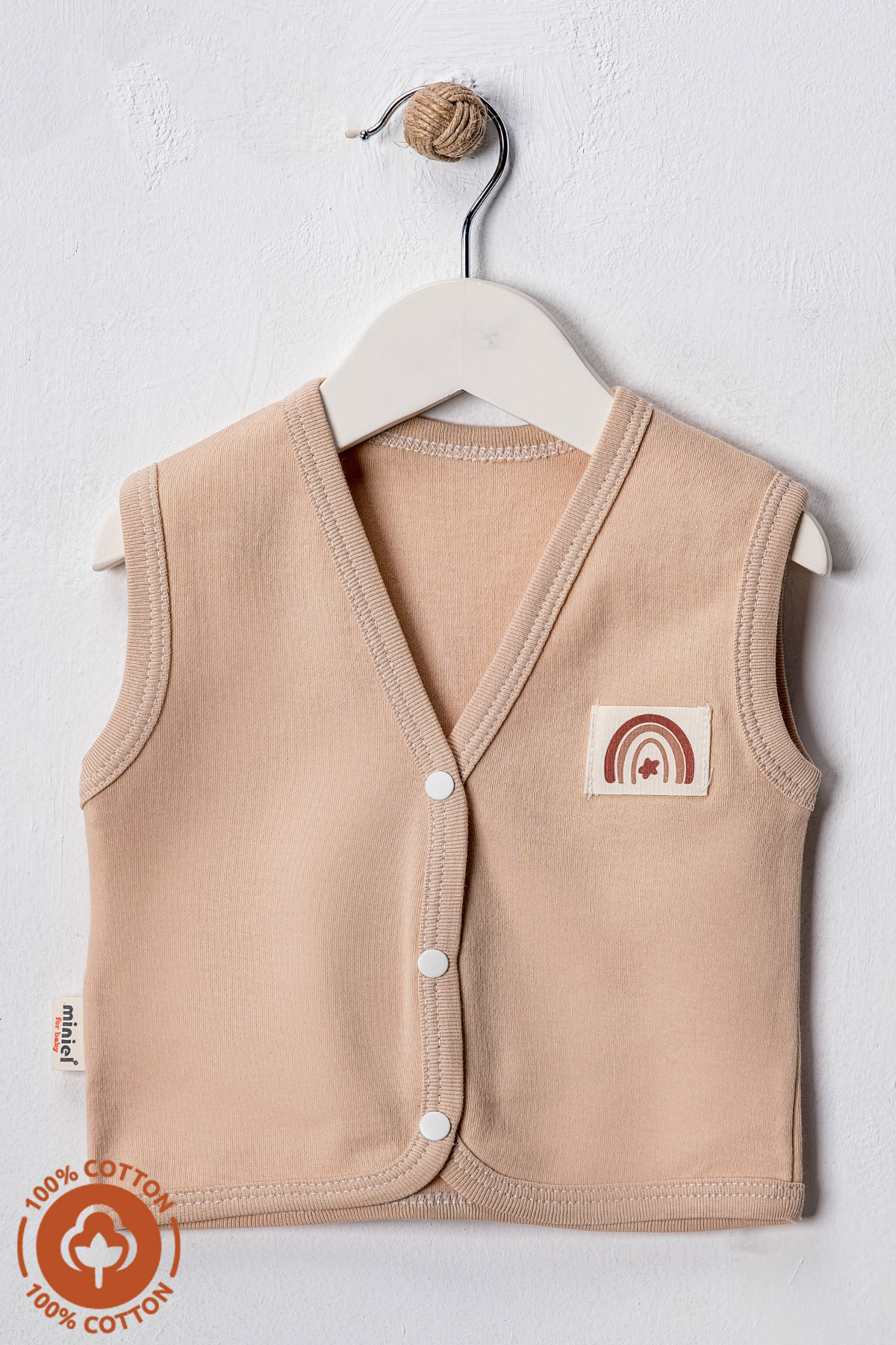 Miniel Unisex Bebek Arma Detaylı Organik Pamuklu 3-6-9 Ay 2Li Penye Bebek Yelek Set fotoğrafı 2 (önizleme)