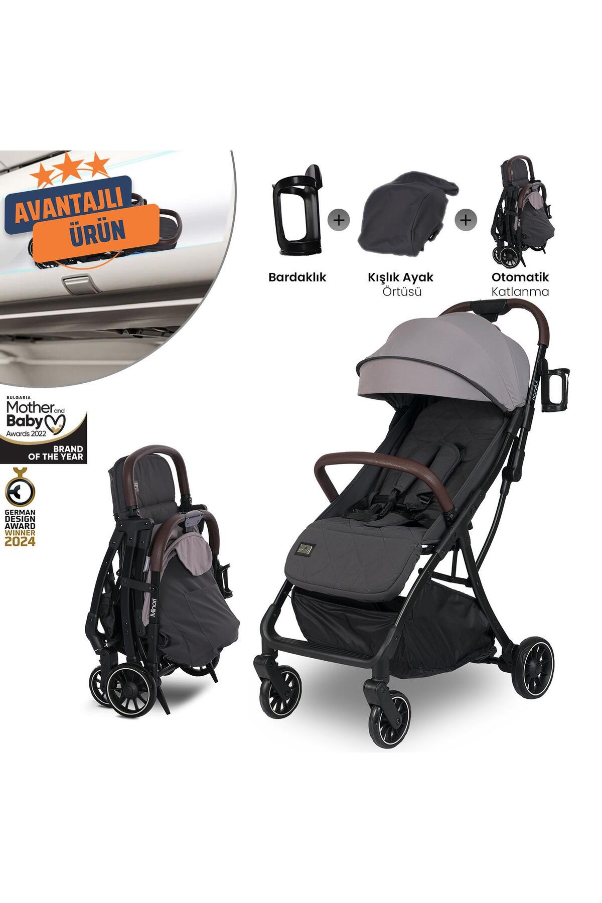 Lorelli Minori Automatic Folding Cabinet Size Stroller - Grey Jasper