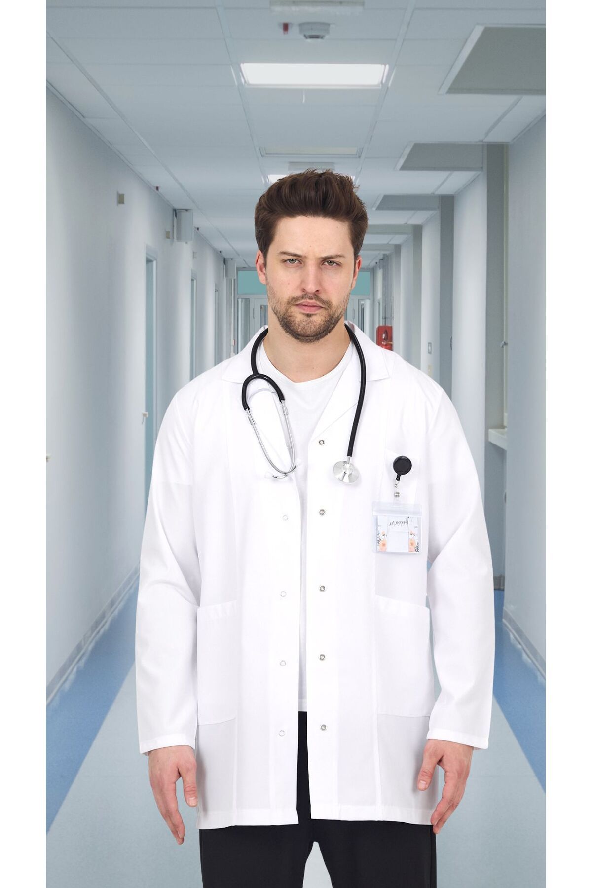 KARGA ÜNİFORMA Uzun Kol Beyaz Erkek Hemşire Önlüğü Doktor Önlüğü Öğretmen Önlüğü Eczacı Laborant Önlüğü