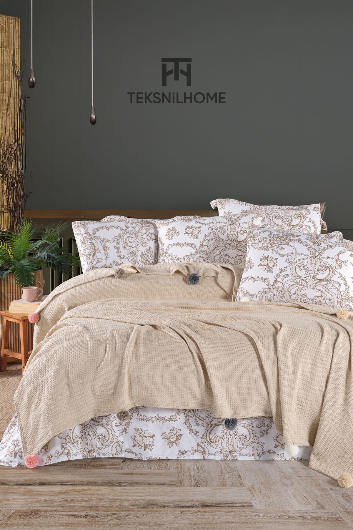 TeksNil Home %100 Pamuklu Oslo Çift Kişilik Pike Takımı (Çarşaf,Pike,Yastık Kılıfı)