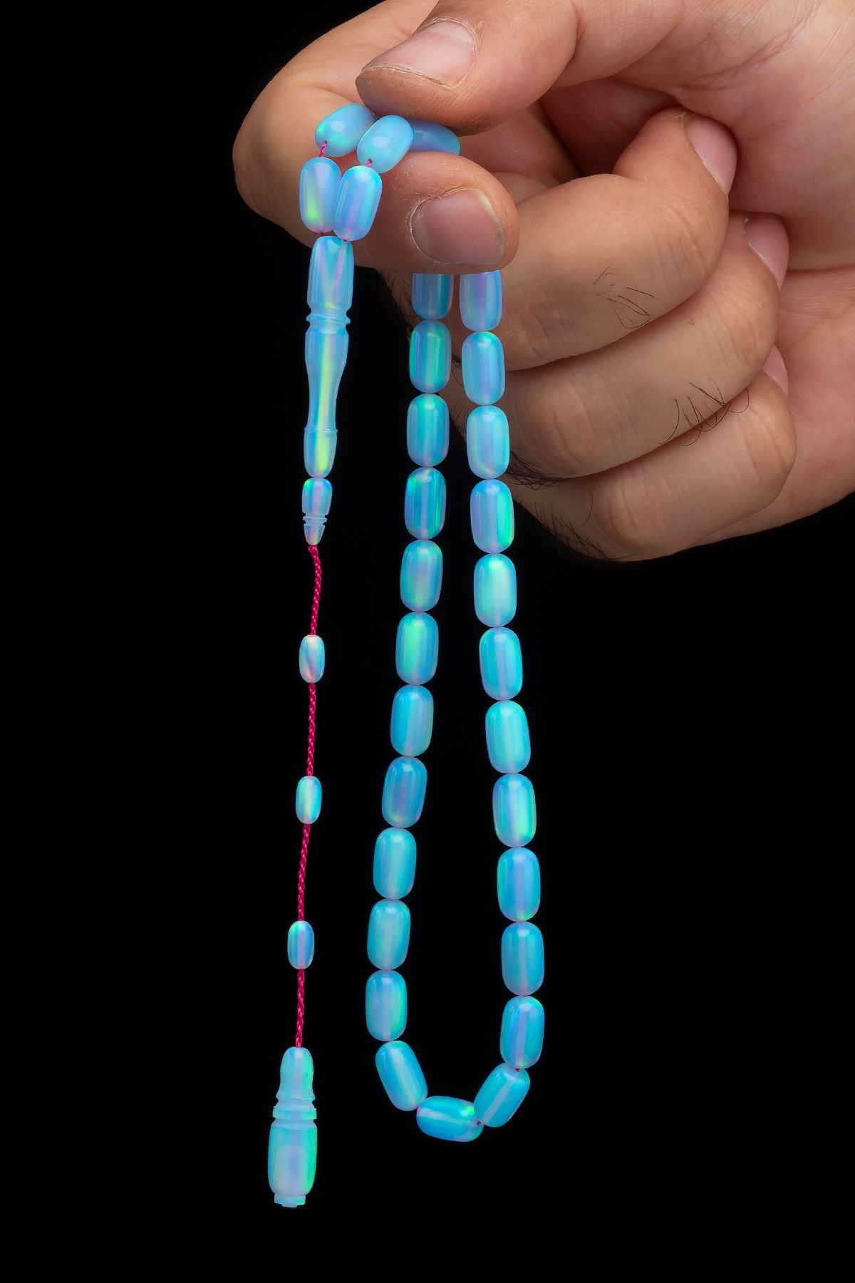 OTTOTESBİH Sertifikalı Sistem Püskül 6x10.5mm Sedefli Opal Tesbih 13Gr Kapsül Kesim
