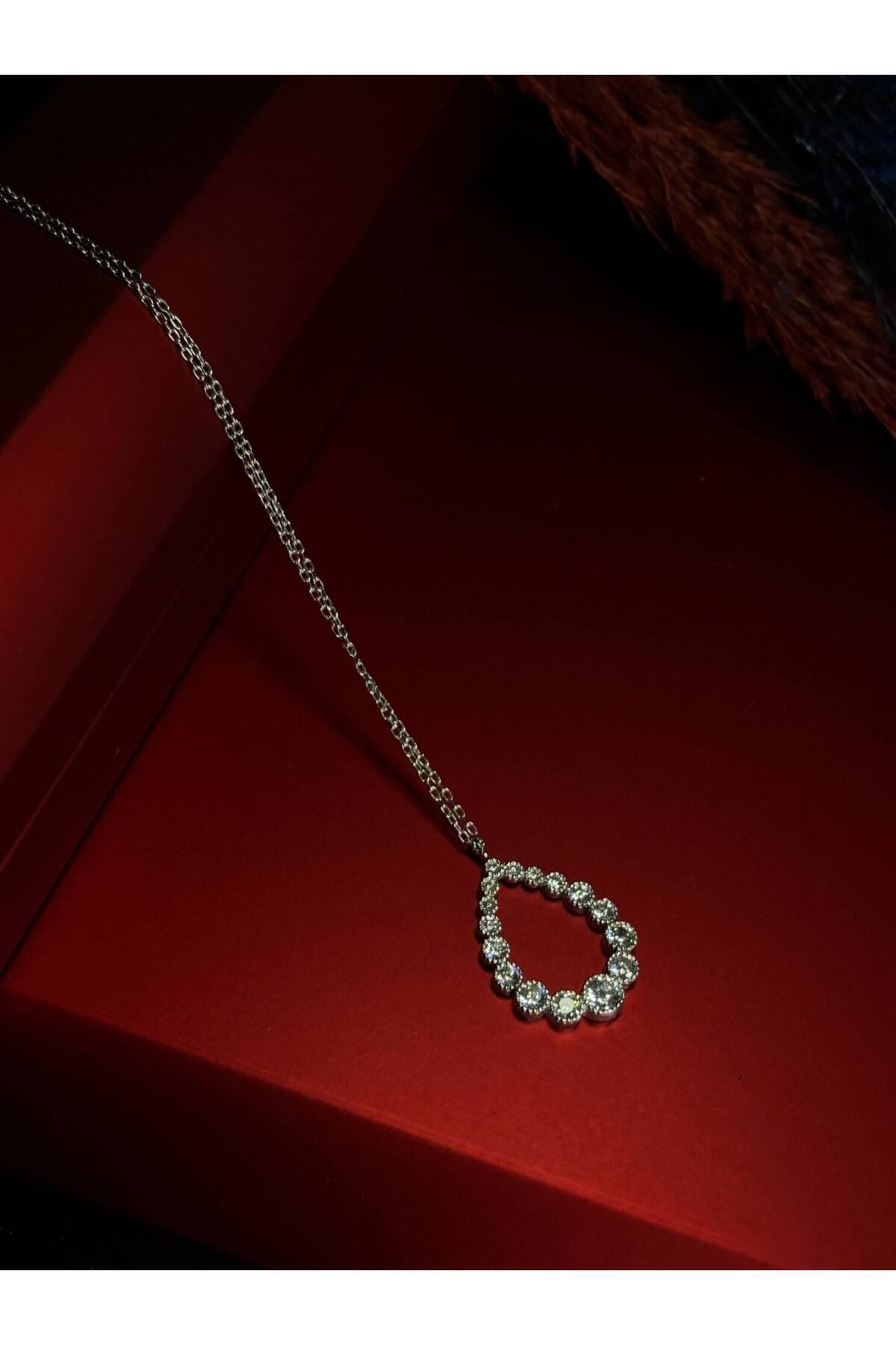 Ward silver 925 ayar damla model zirkon taşlı kadın kolye