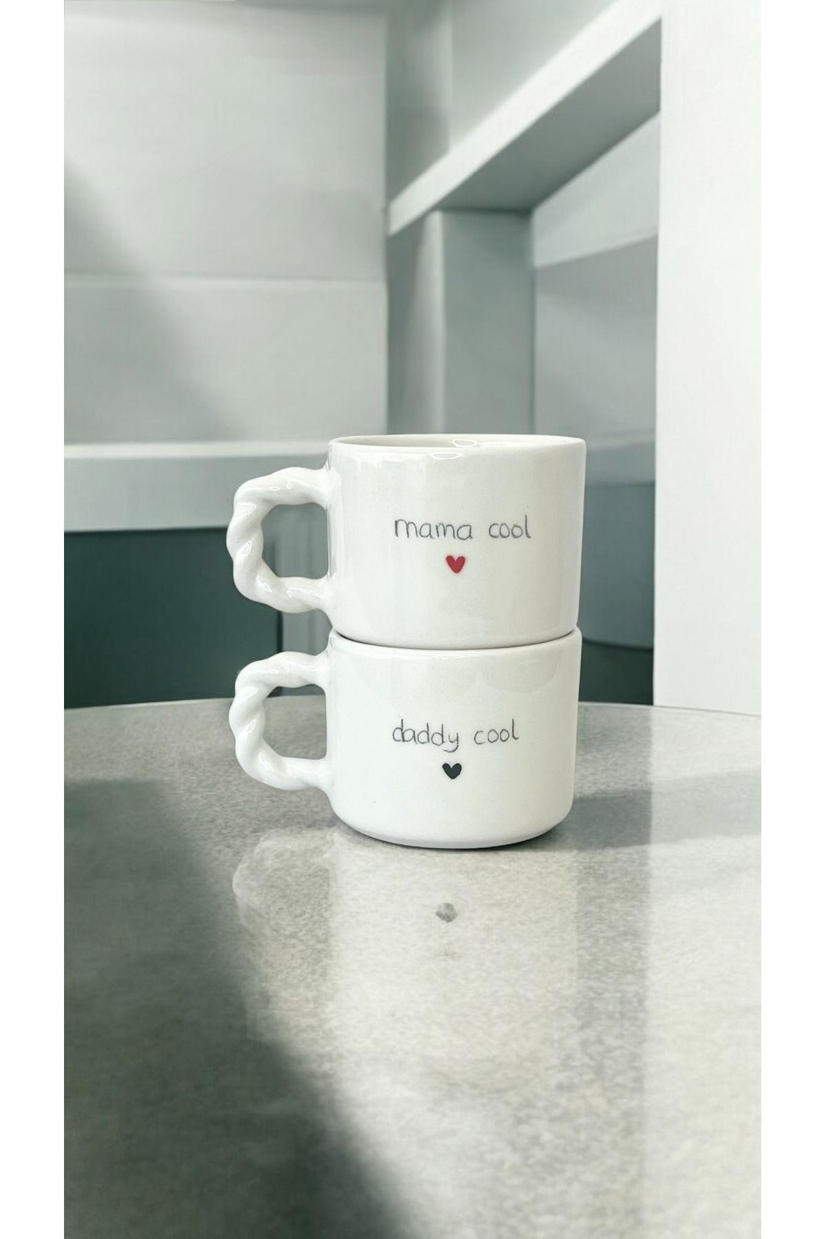 Home Mama Cool & Daddy Cool Anne Baba 2’li El Yapımı Seramik Kupa Seti