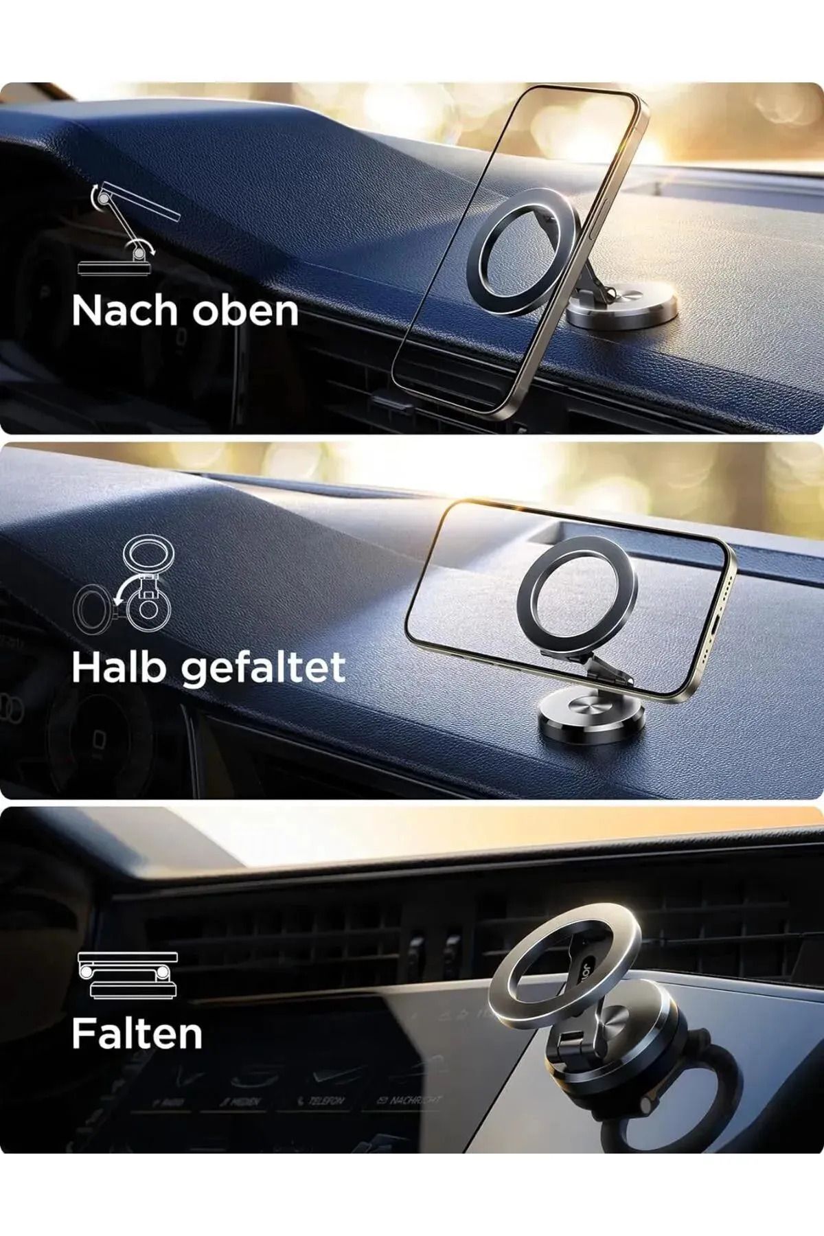 Asavia Metal Güçlü Magsafe Manyetik Mıknatıslı Ayarlanabilir 360 Dönebilen Araç İçi Telefon Tutucu