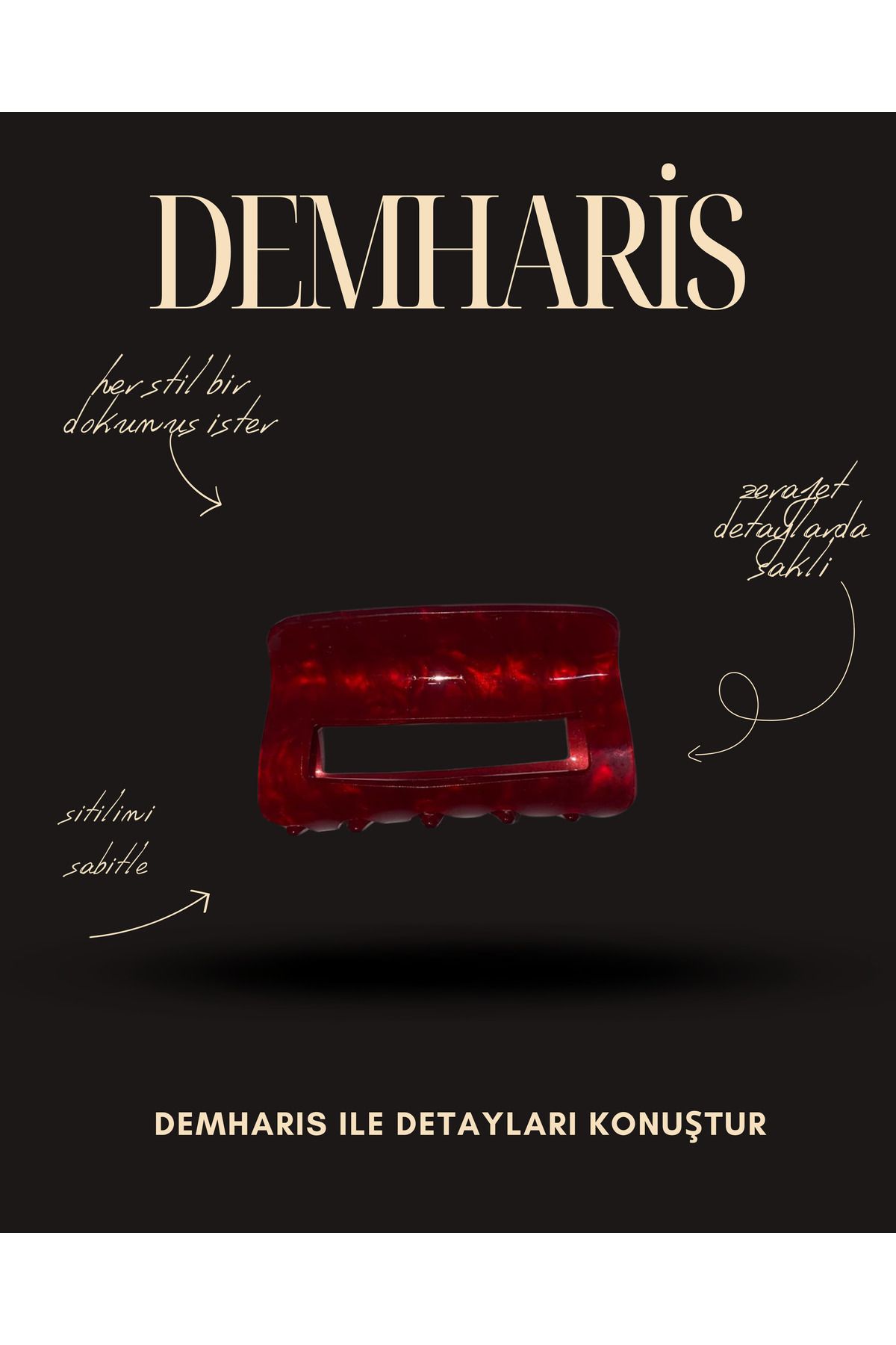 DEMHARİS premium kalitesiyle şık parlak toka