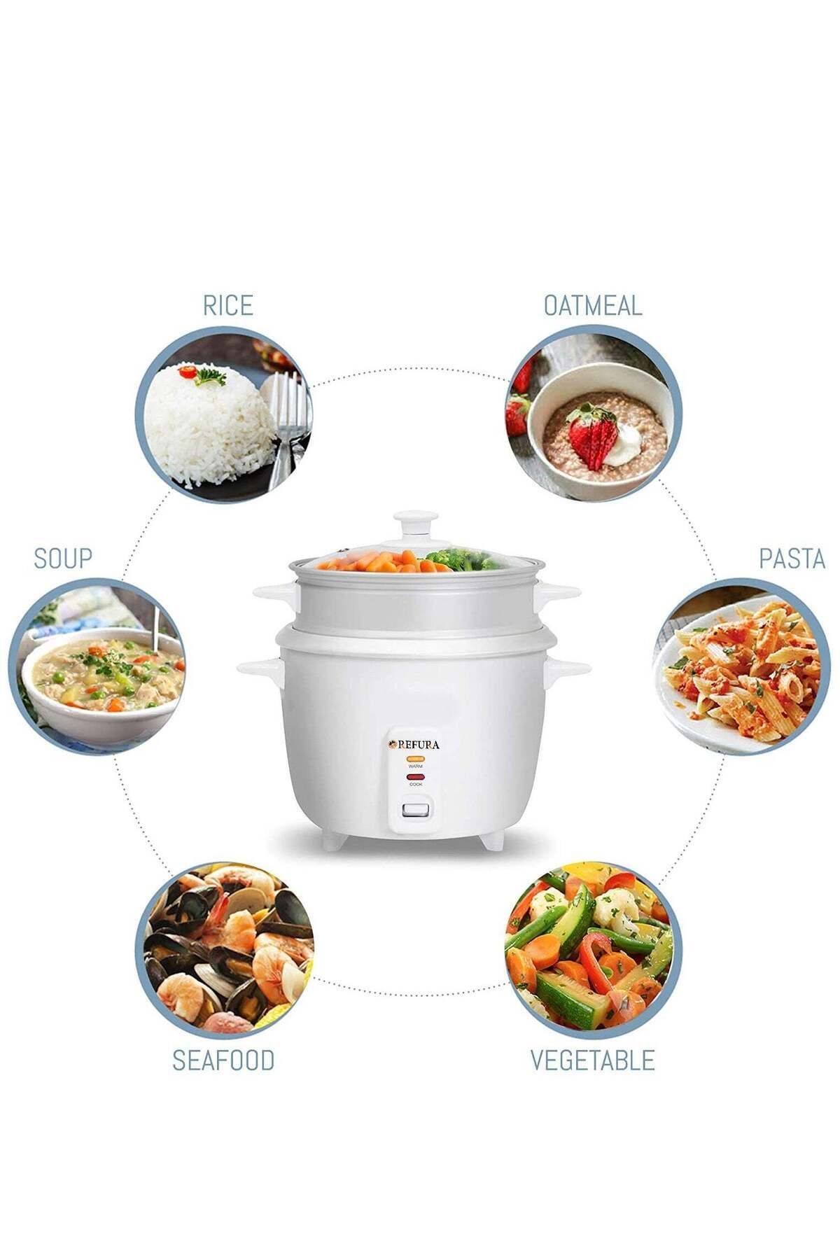 REFURA-2 in 1 Rice Cooker & Steamer 600 ML / Non-Stick Removable Bowl / Keep Warm Functionality / 35 3