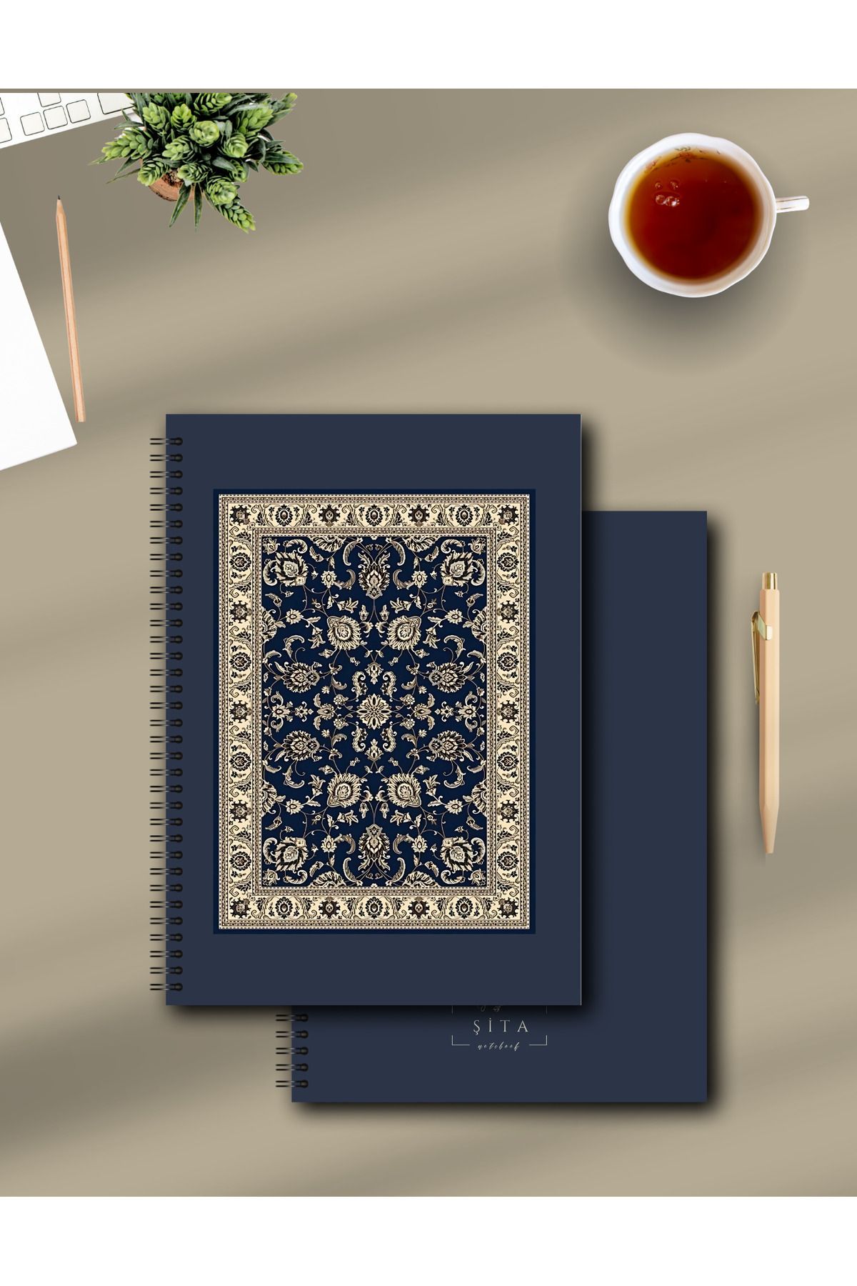 Store Şita Notebook | Çizgisiz Krem Rengi Göz Yormayan Defter | Etnik Desen