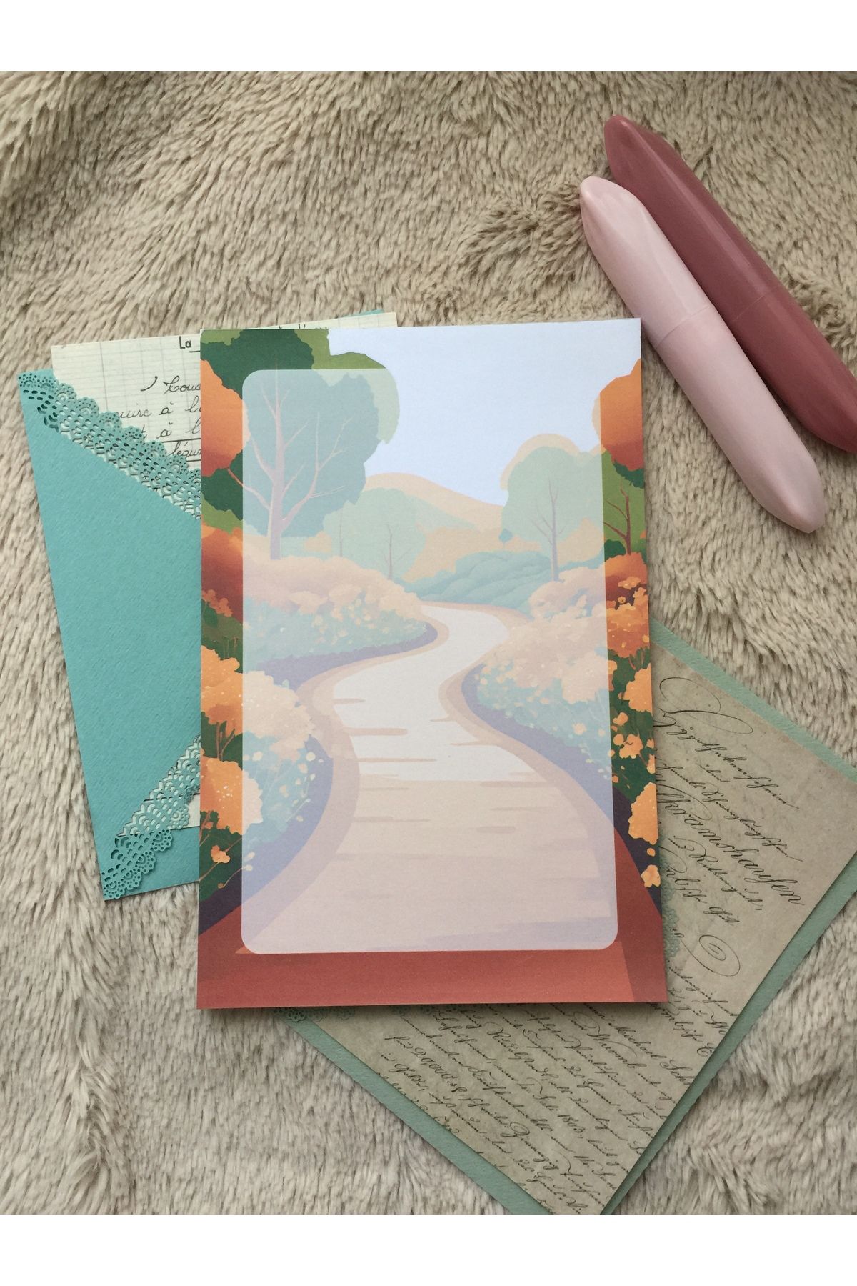LaCerdaDesign Çiçekli Yollar Notepad,Memopad,Not Defteri