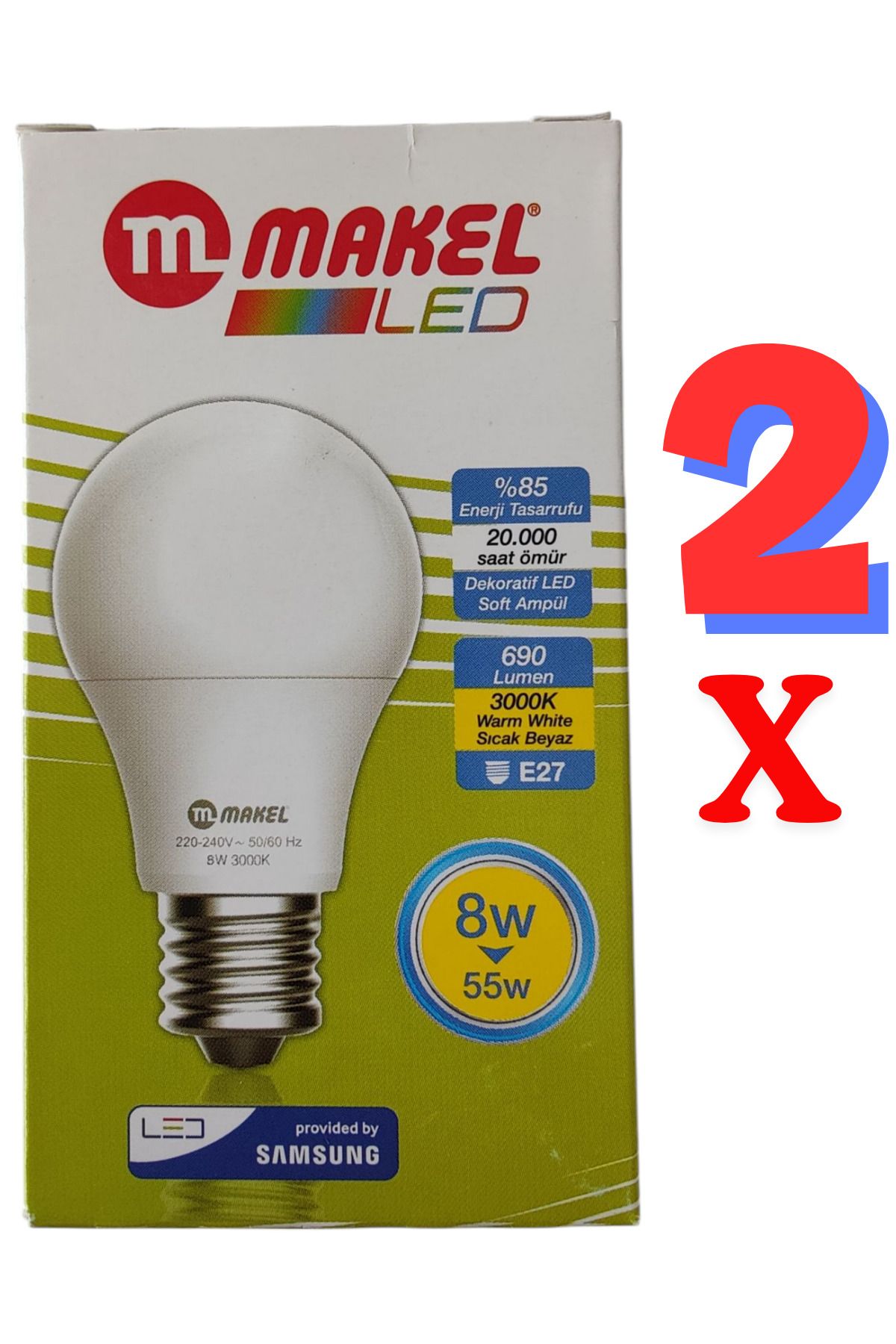 MAKEL - Sıcak Beyaz Tasarruflu Led Ampül (8W ) ( 2 ADET )