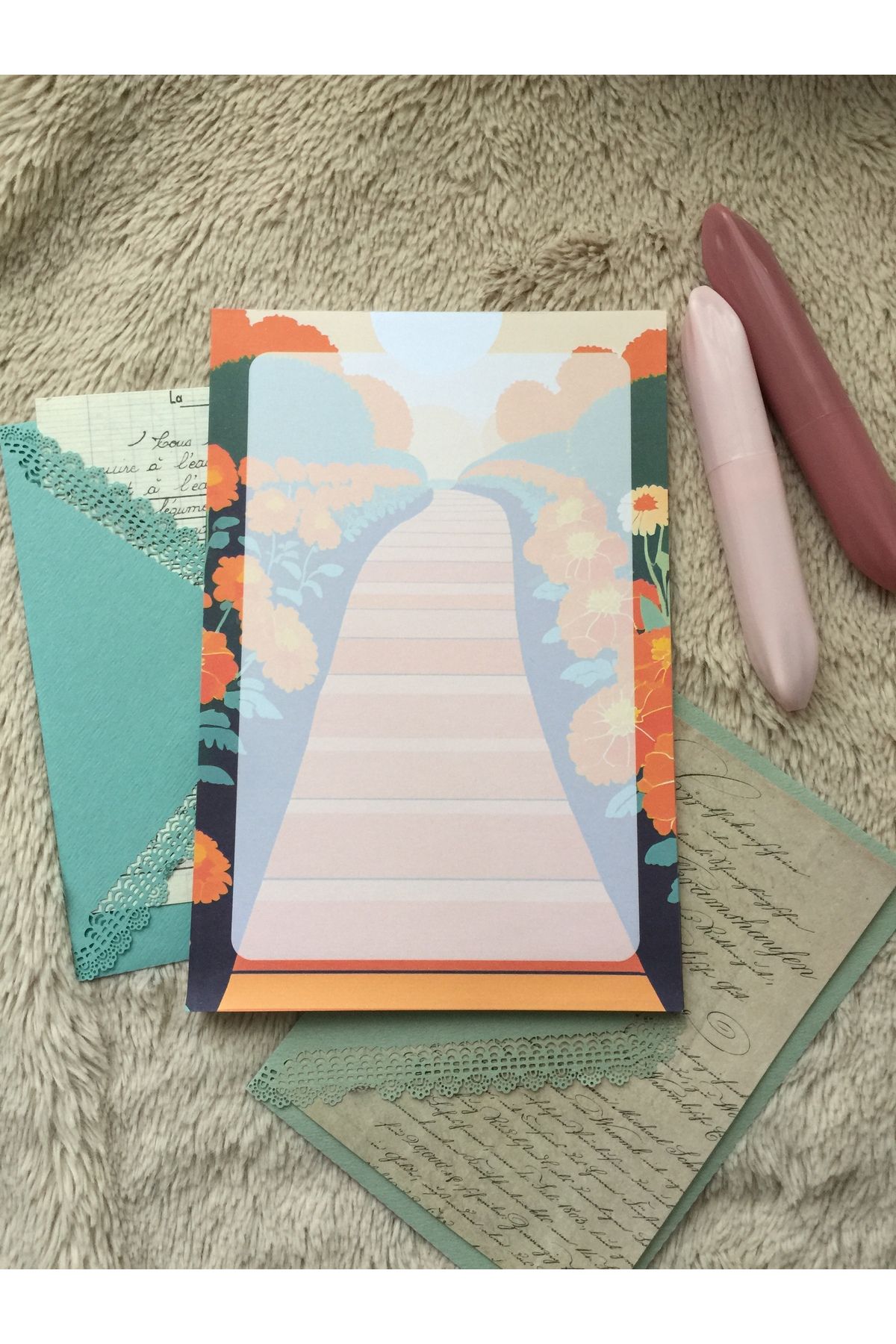 LaCerdaDesign Çiçekli Yollar Notepad,Memopad,Not Defteri
