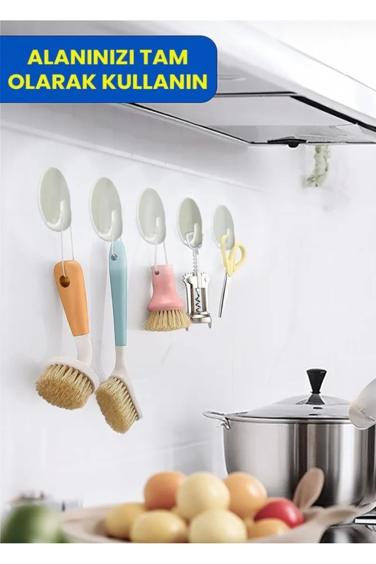 btmhome 1 Adet Kendinden Yapışkanlı Oval Krem Renkli Mutfak veya Banyo Askısı