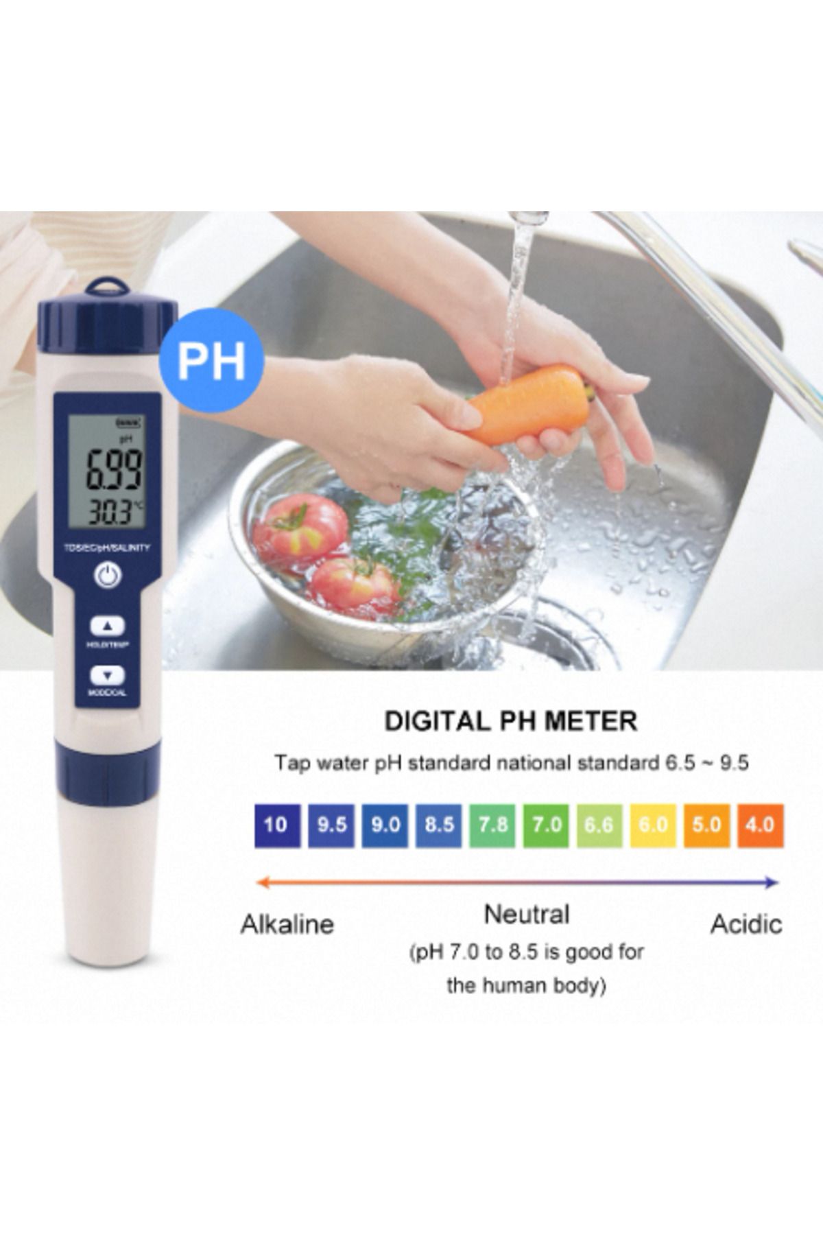 Choice-0.1 Ez-9909 Yieryi Tds Ec Ph Salinity Meter Orp H2 S.g Temp Water Quality Monitor Solution Fertilize 5