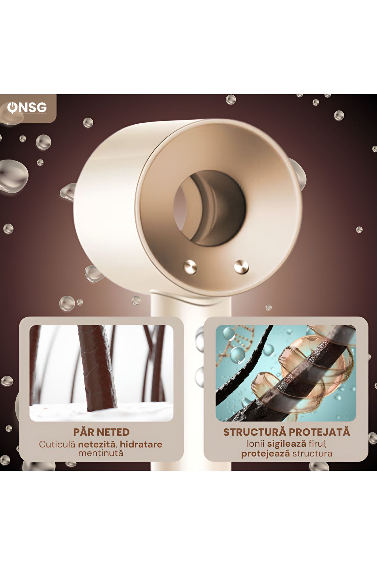 ONSG-Premium Hair Dryer, Fast Drying Anti-frizz With Negative Ions, Ceramic Technology, White 6