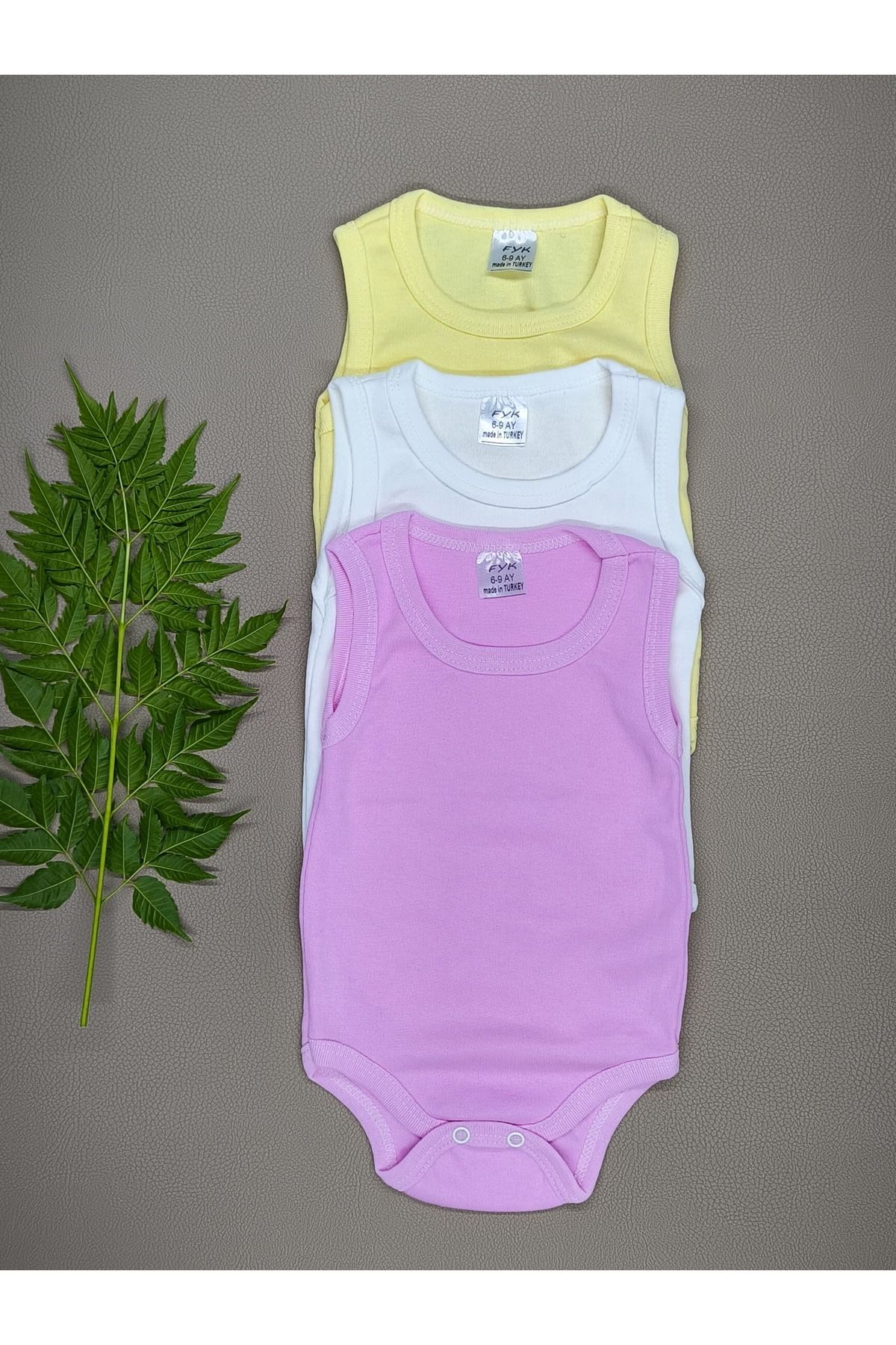 vieso 3lü Pamuklu Bebek Body Çıtçıtlı Atlet badi