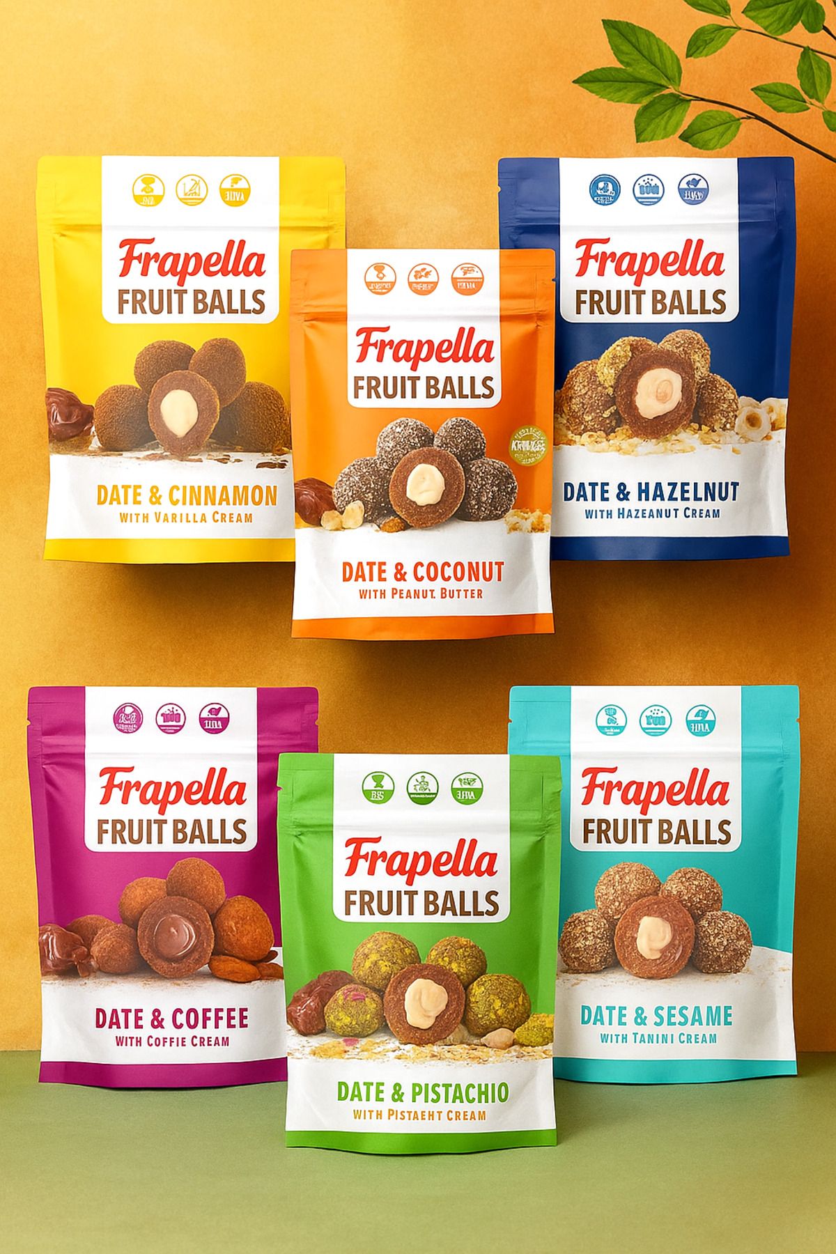 Frapella İçi Dolgulu Meyve Hurma Topları Deneme Paketi 80 Gr. x 6 Adet
