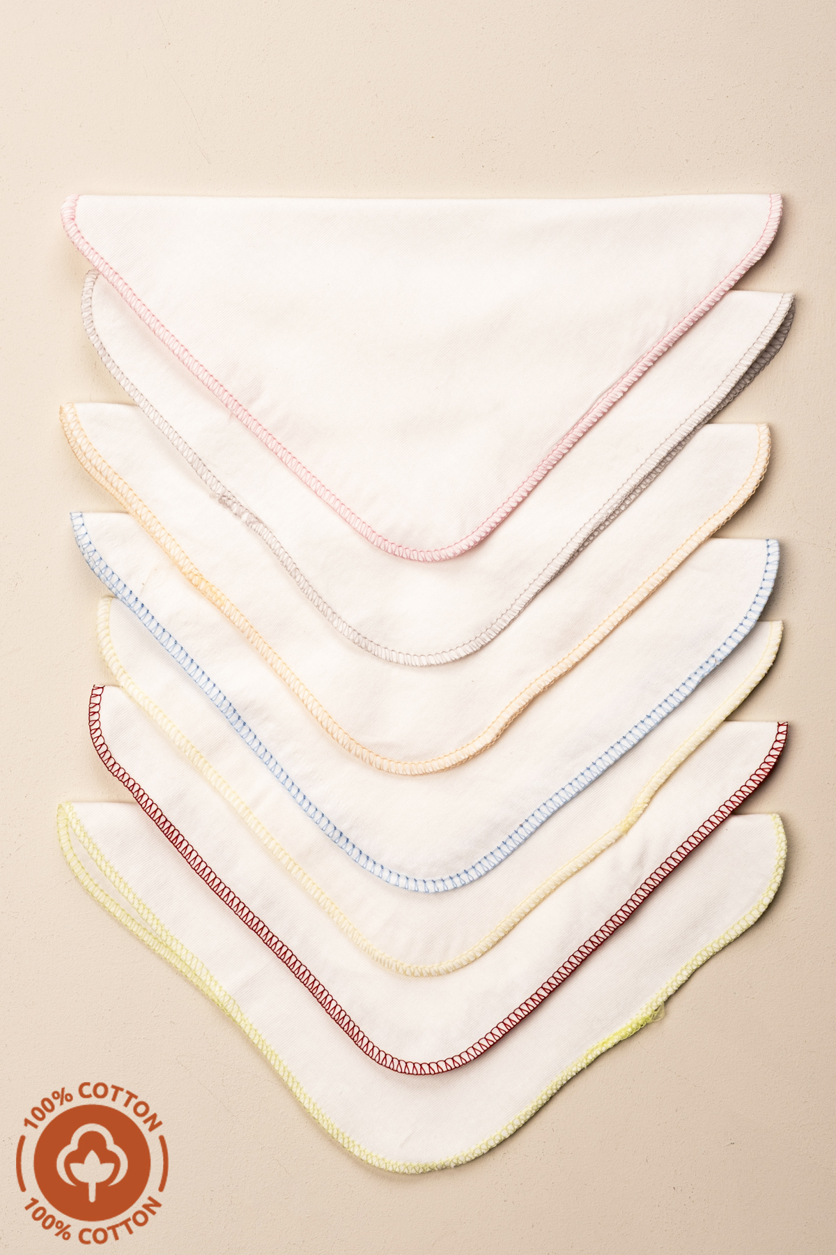 miniel organic Unisex Bebek %100 Organik Pamuklu Çift Katlı 7'Li Yenidoğan Bebek Süprem Ağız Mendili Renkli Set fotoğrafı 7 (önizleme)