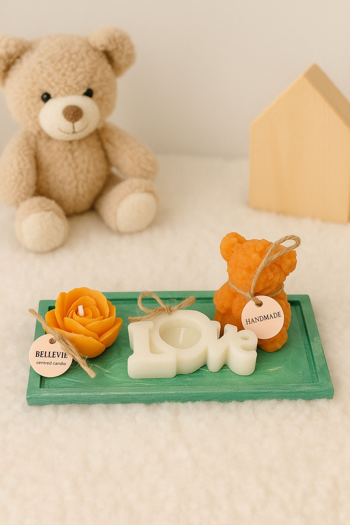Handmade Dekoratif mum & el işçiliği ile akrilik boyama tabağı