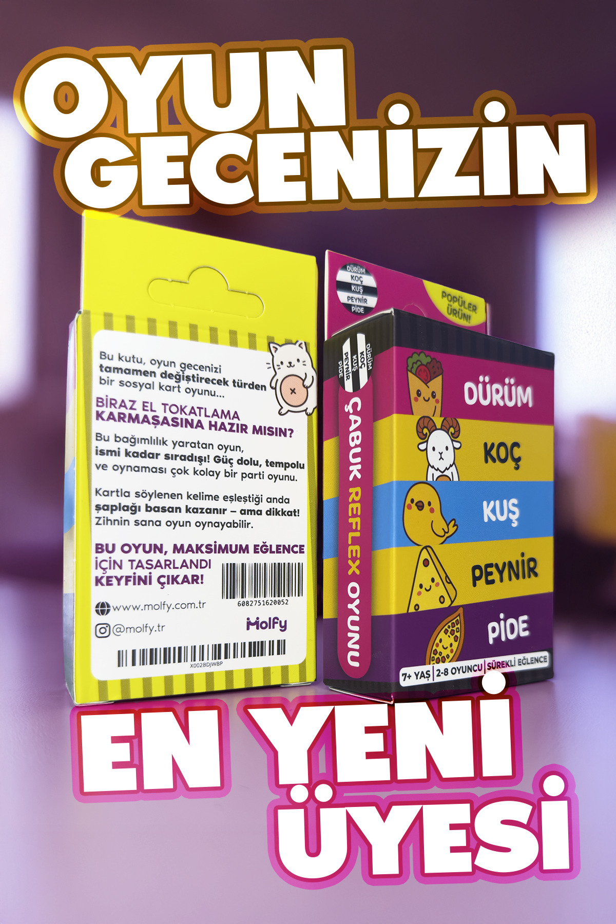 Molfy Çabuk Reflex Kutu Oyunu Dürüm Koç Kuş Peynir Pide Kart Oyunu Oyun Parti Eğlence Aile Arkadaş Oyunu fotoğrafı 6 (önizleme)