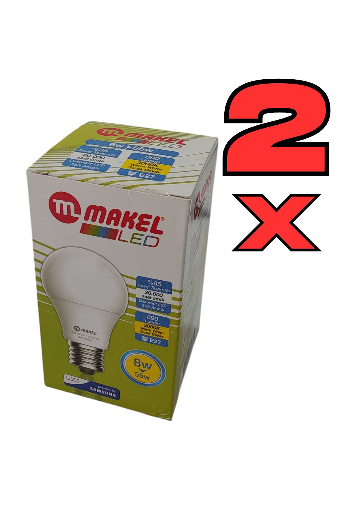 MAKEL - Sıcak Beyaz Tasarruflu Led Ampül (8W ) ( 2 ADET )