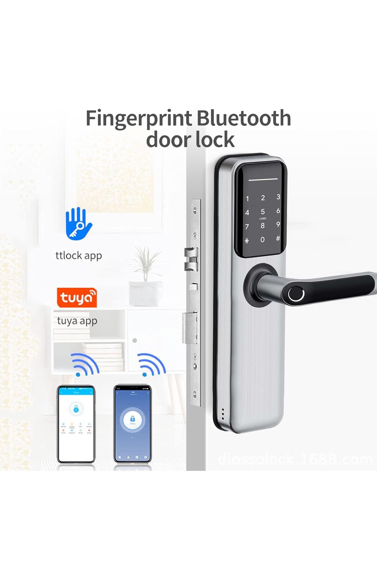 AREB-Smart Lock Wifi Silver 85 * 50 – 5 Unlocking Methods, Auto-lock, Anti-theft Security For Home 6