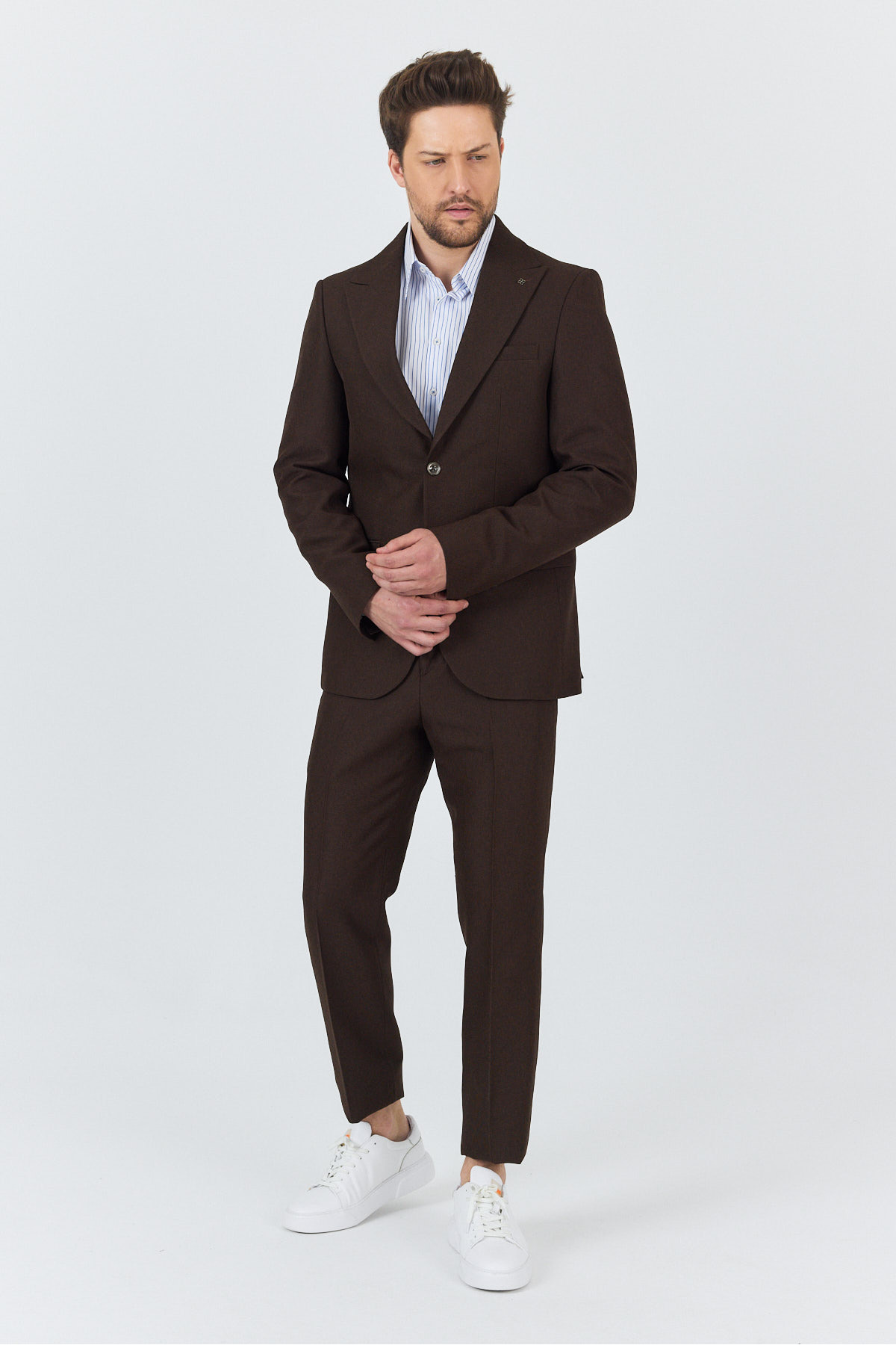 Frappoli  Alfredo Erkek Kahve İlkbahar-Yaz Slim Fit 2'li Takım Elbise - Görsel 6