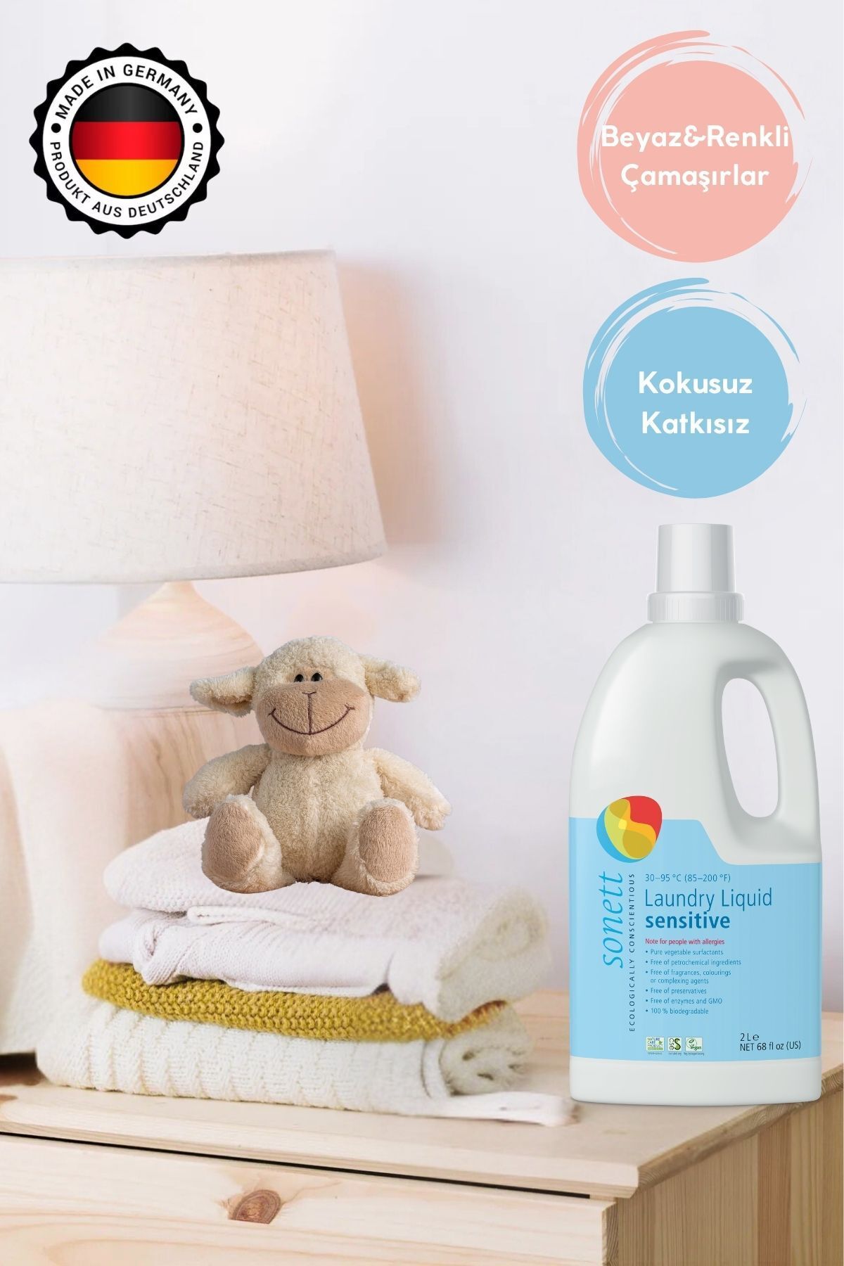 Sonett Bebekler Için Bitkisel 2lt Kokusuz Organik Çamaşır Yıkama Deterjanı fotoğrafı 2 (önizleme)