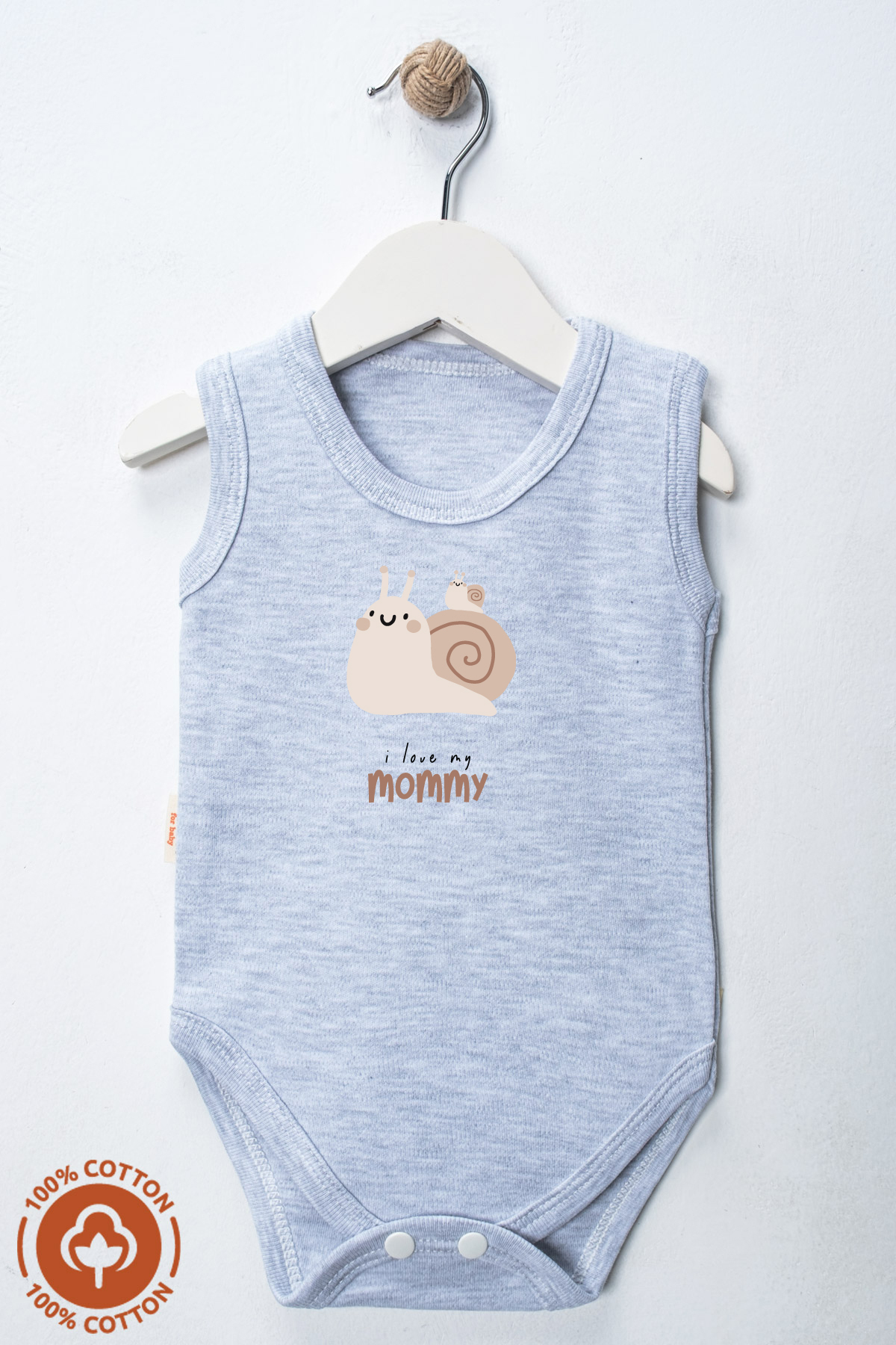 miniel organic Unisex %100 Organik Pamuklu Love Baskılı 3-6-9-12 Ay 3Lü Kolsuz Atlet Bebek Body Zıbın fotoğrafı 2 (önizleme)