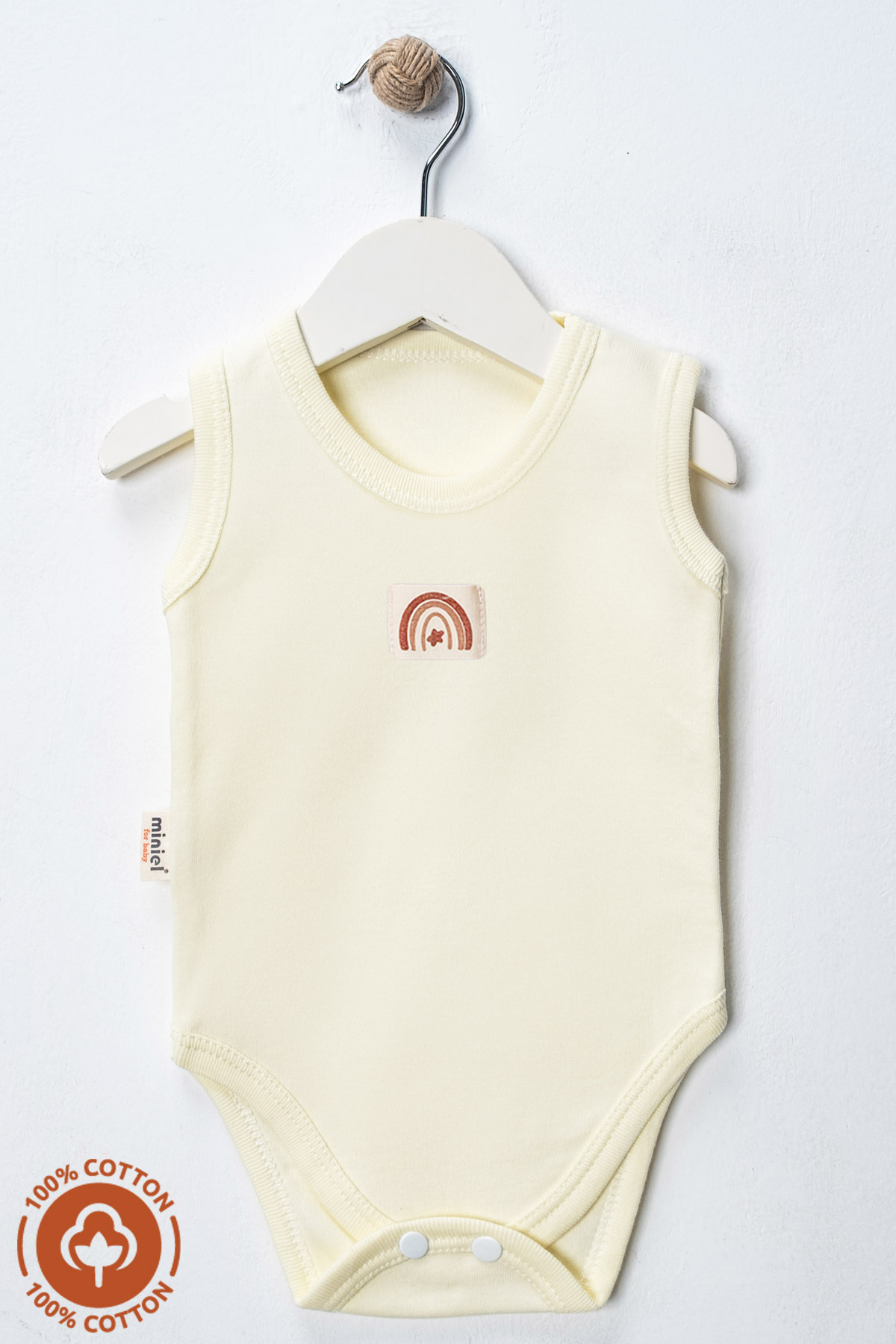 miniel organic Unisex Bebek %100 Organik Pamuklu Etiketli 3-6-9-12 Ay 6Lı Kolsuz Atlet Bebek Body Zıbın Set fotoğrafı 5 (önizleme)