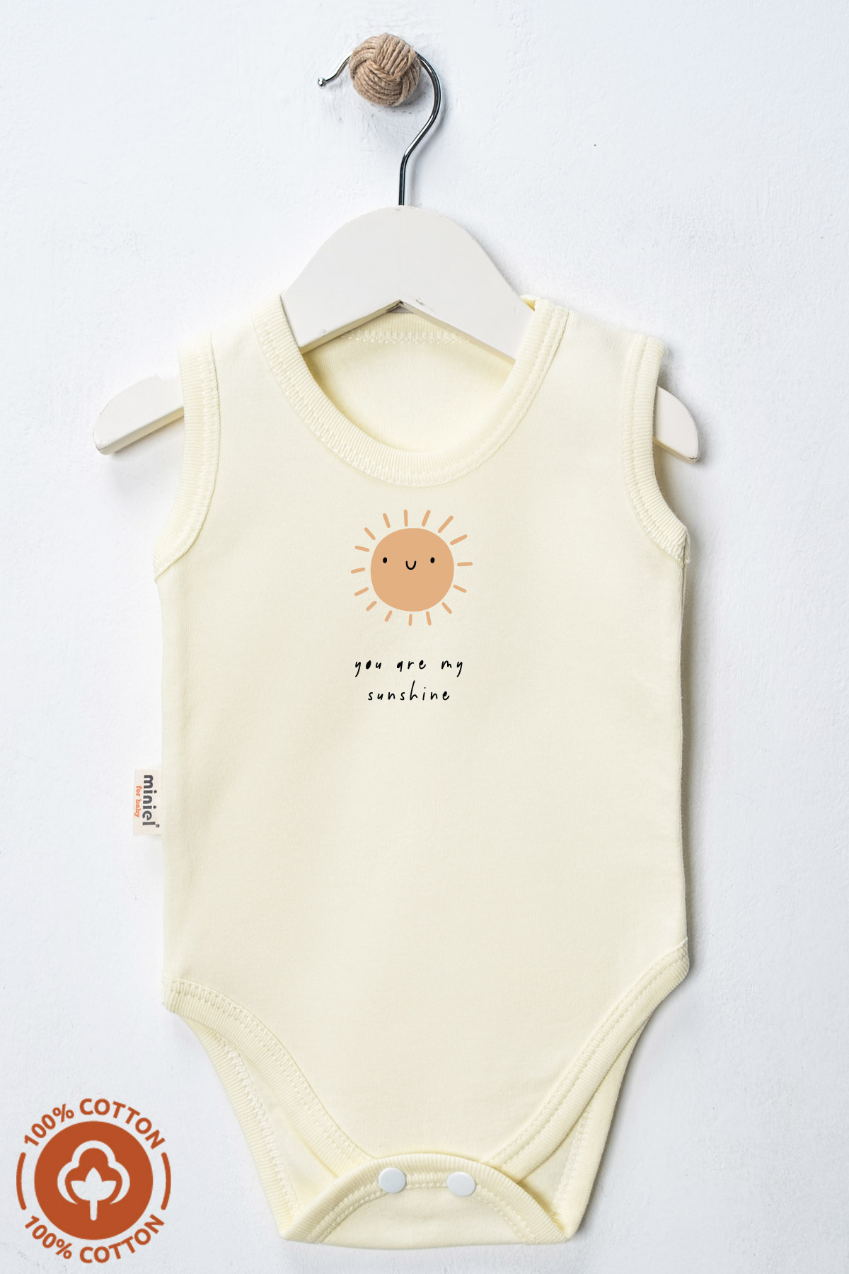 miniel organic Unisex %100 Organik Pamuklu Good Vibes Baskılı 3-6-9-12 Ay 3Lü Kolsuz Atlet Bebek Body Zıbın fotoğrafı 4 (önizleme)