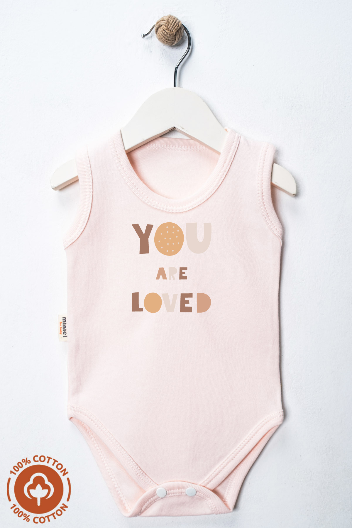 miniel organic Unisex %100 Organik Pamuklu Love Baskılı 3-6-9-12 Ay 3Lü Kolsuz Atlet Bebek Body Zıbın fotoğrafı 6 (önizleme)