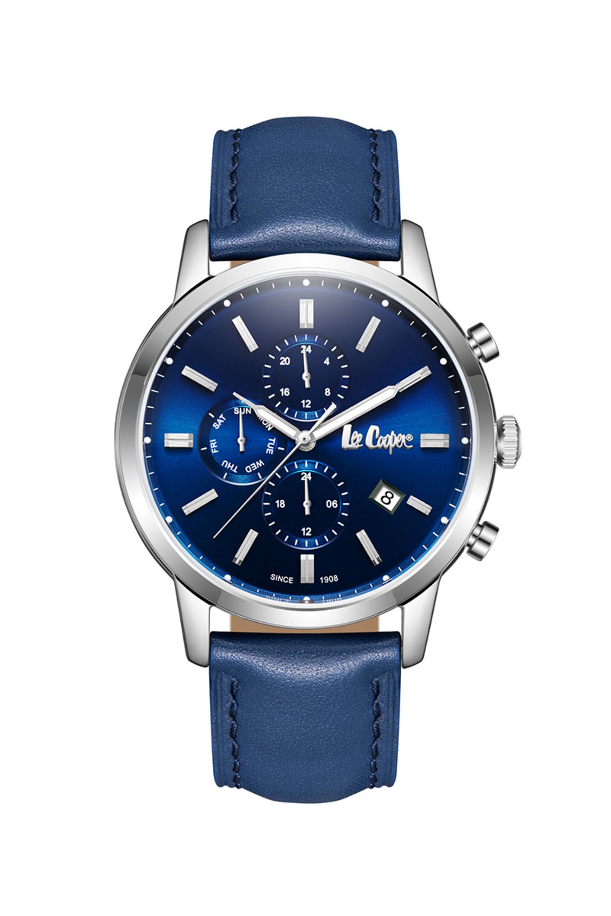 Lee Cooper-LC08085.399 Men Multi Function Display Watch & Leather Strap Dark Blue 1