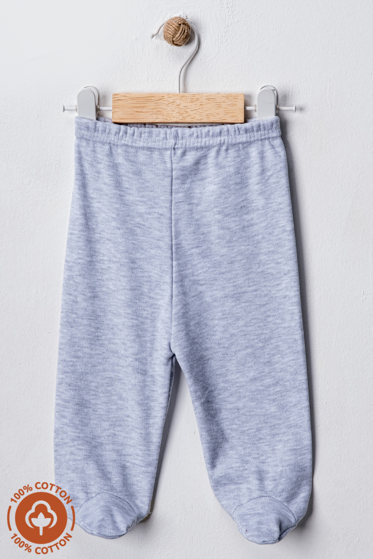 Miniel Unisex Bebek Pamuklu 0-6 Ay Patikli Bebek Pantolon 3lü Renkli Set fotoğrafı 4 (önizleme)